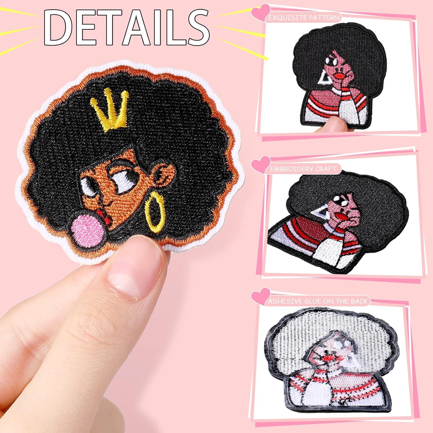 20 Pieces Black Girl Patches Iron on Patches for Clothing Afro Girl Embroidered  Patches Sew On Patch Applique for Clothes Backpacks Jeans Jackets DIY Craft  (Novelty Style)