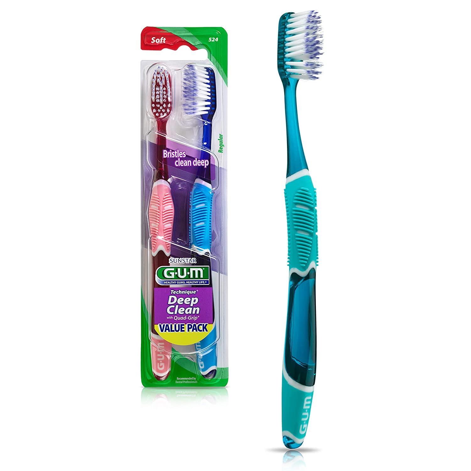 GUM 525E Technique Deep Clean Toothbrush with QuadGrip Handle