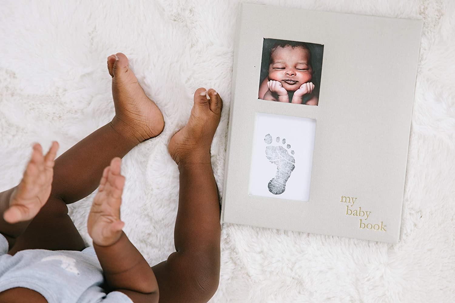 Pearhead Black Newborn Baby Handprint or Footprint Clean Touch Ink Pad
