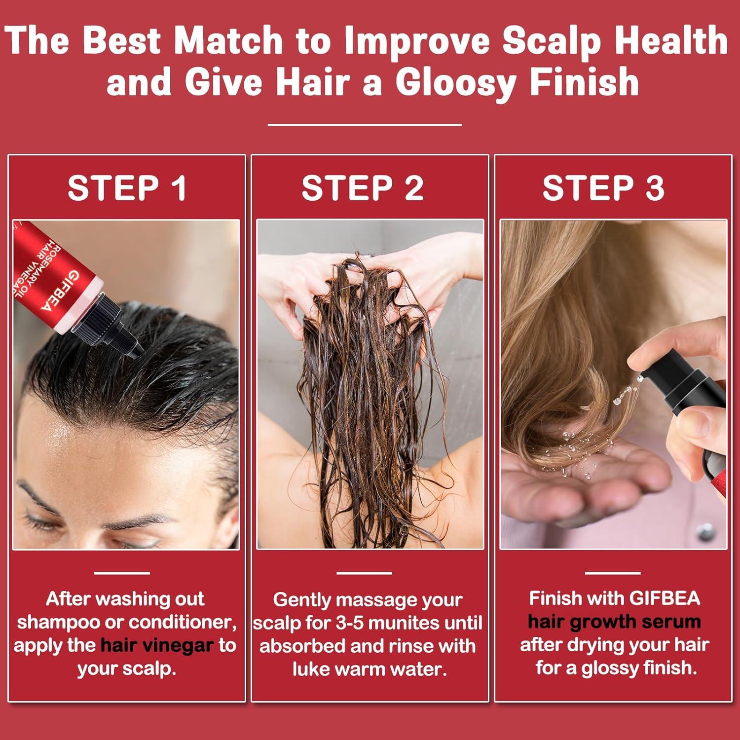 Rosemary Oil for Hair Growth Serum W/Hair Vinegar Rinse Scalp Treatment