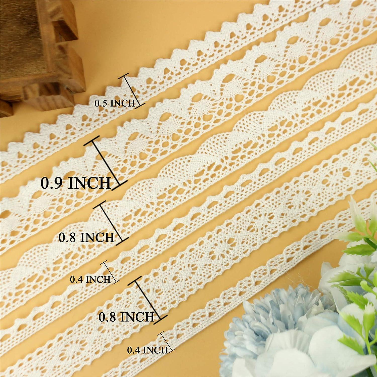 1pcs Lace Ribbon White Lace Trim Yard, Crochet Sewing Lace Ribbons for  Crafts, Assorted Eyelet Lace Roll for DIY Scrapbooking Dollies Wedding  Supply