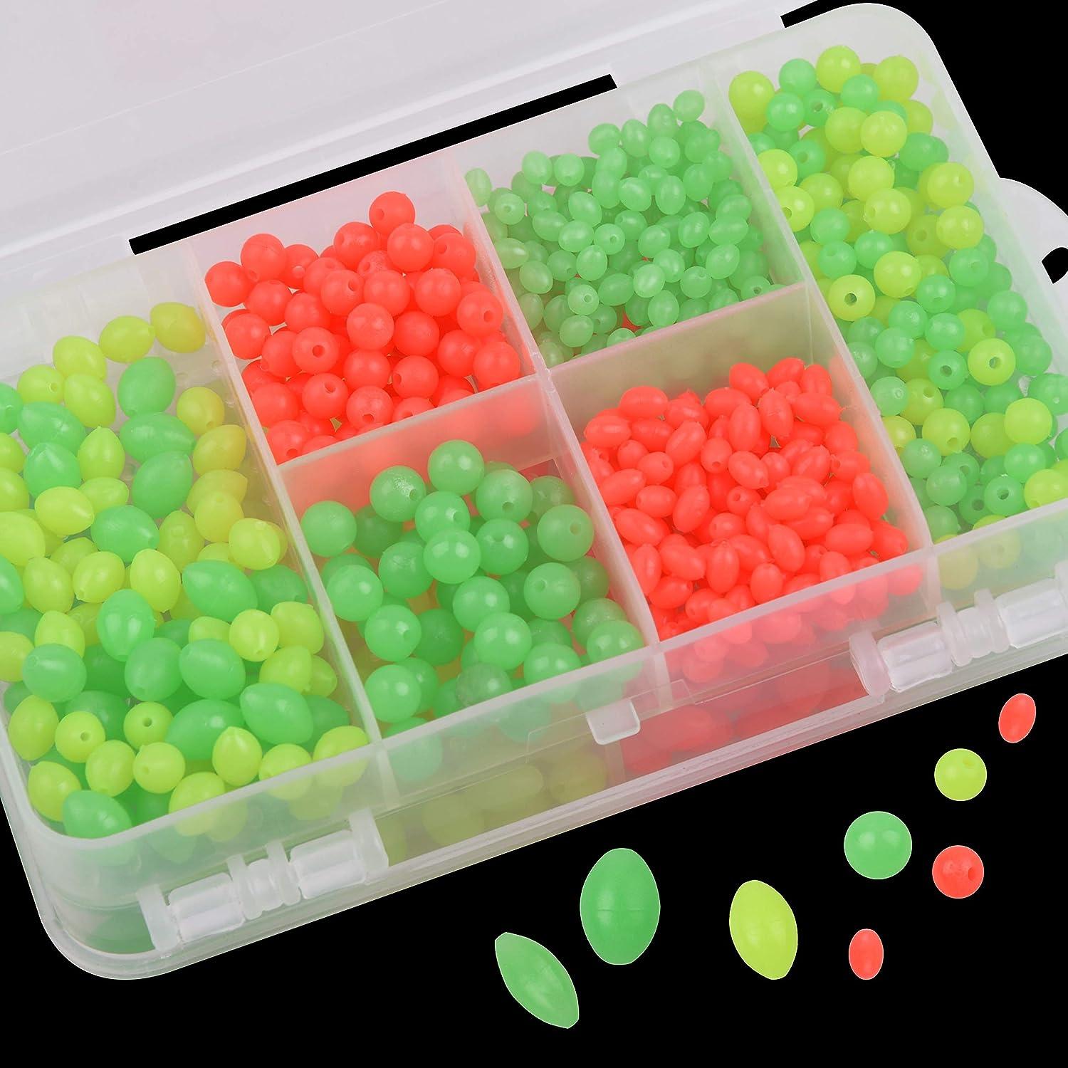 SILANON Soft Fishing Beads Assortment Kit,1000pcs Glow Beads Fishing Bait  Eggs Luminous Oval Round Plastic Rig Beads Fishing Tackle Saltwater for  Steelhead Trout