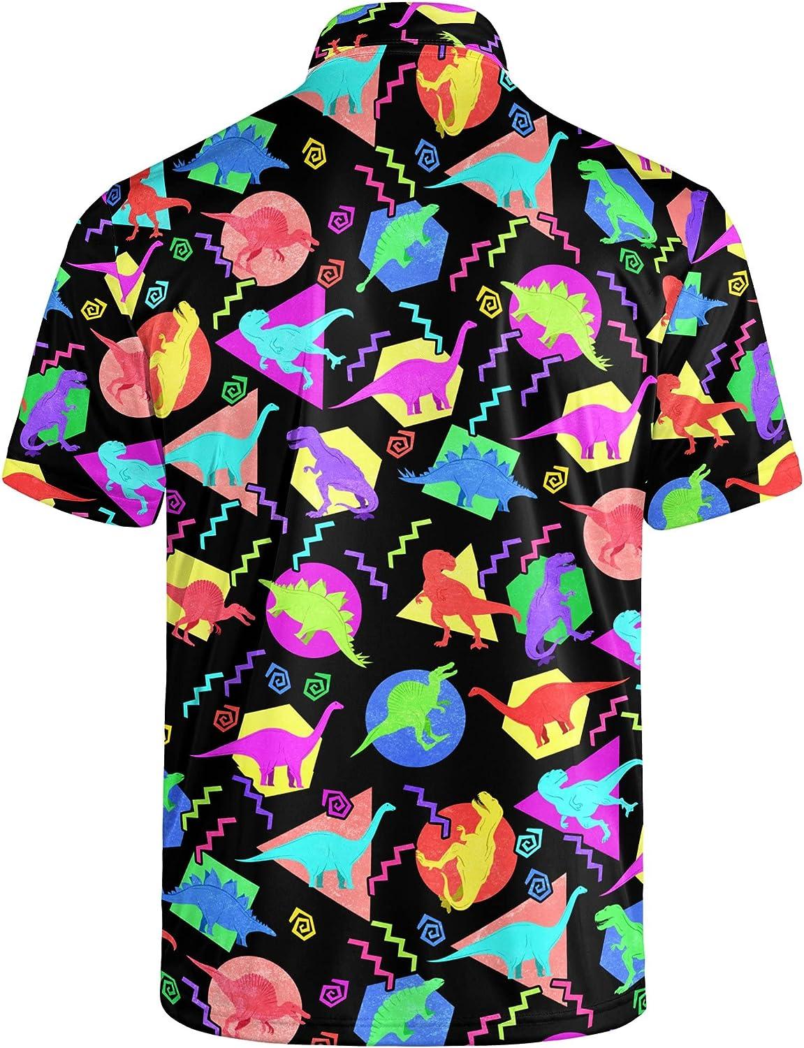 80s Men's Golf Polo Shirt Short Sleeve Button Golf Shirts Athletic