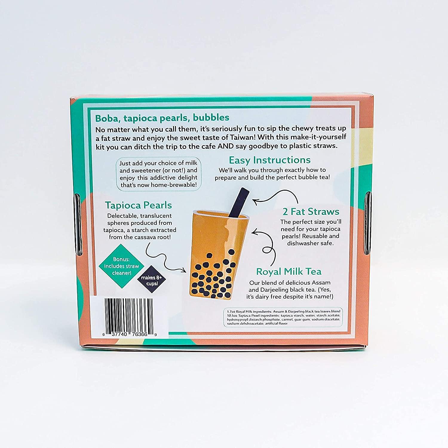 Flavor Purveyor Bubble Tea Kit, Easy DIY Boba Tea Kit, Includes Tapioca Boba  Pearls, Royal Milk Loose Tea Leaves 2 Reusable Straws, Vegan and Dairy-Free  4 Piece Set