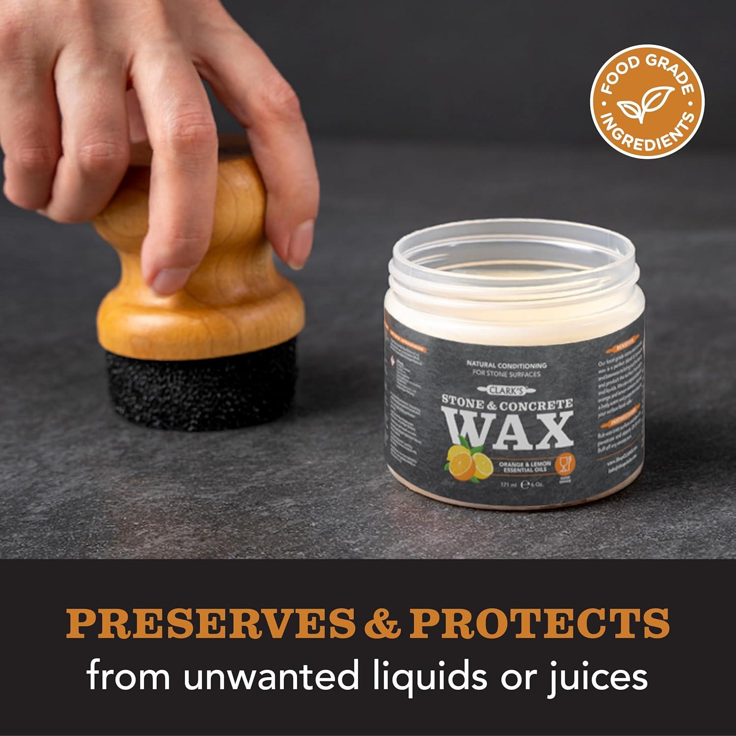 CLARKs Natural Stone Wax | Seal & Protect Soapstone, Slate, Concrete |  Carnauba & Beeswax | Kitchen & Bath Countertops | Lemon & Orange Extract |  6oz | Buy Now with Express International Delivery