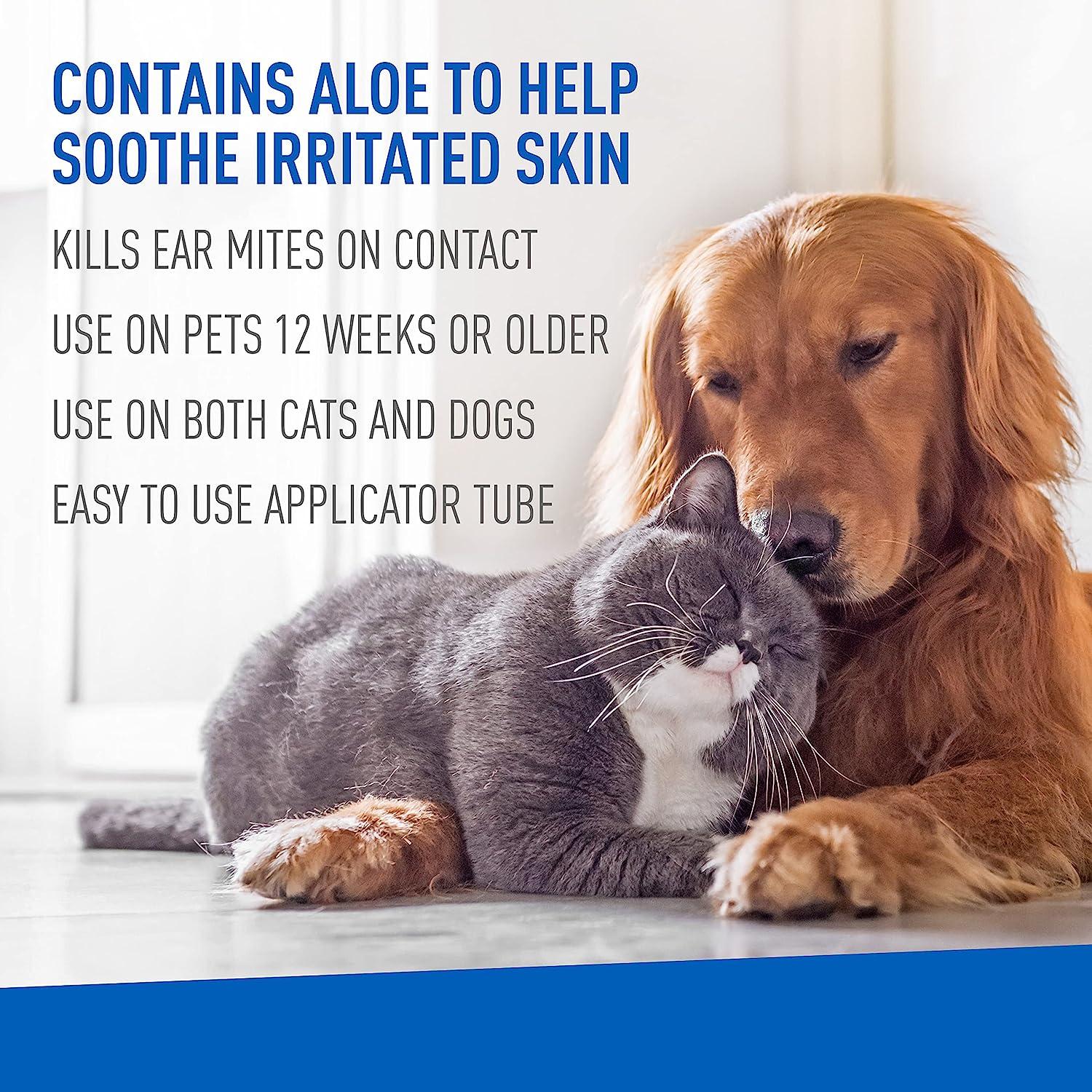 Adams Ear Mite Treatment For Dogs and Cats Over 12 Weeks, Kills Ear