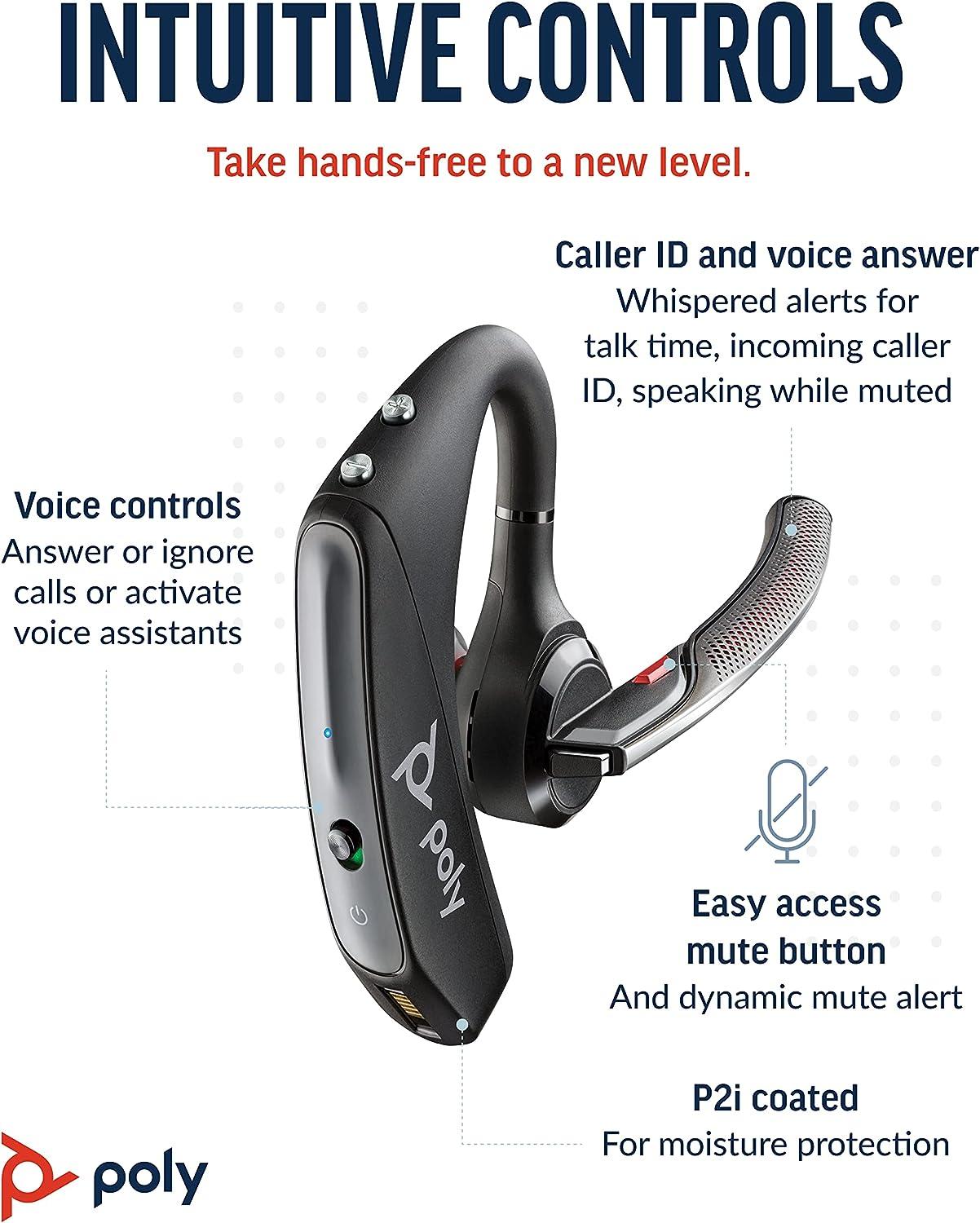 Poly Voyager 5200 Wireless Headset (Plantronics) - Single-Ear Bluetooth  Headset w/Noise-Canceling Mic - Ergonomic Design - Voice Controls -  Lightweight - Connect to Mobile/Tablet via Bluetooth