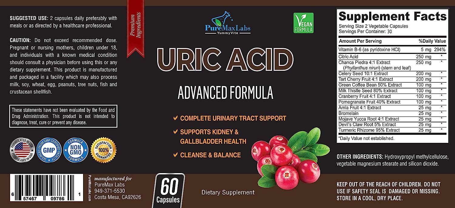 YUMMYVITE Uric Acid Advanced Formula Kidney Liver Gallbladder Urinary