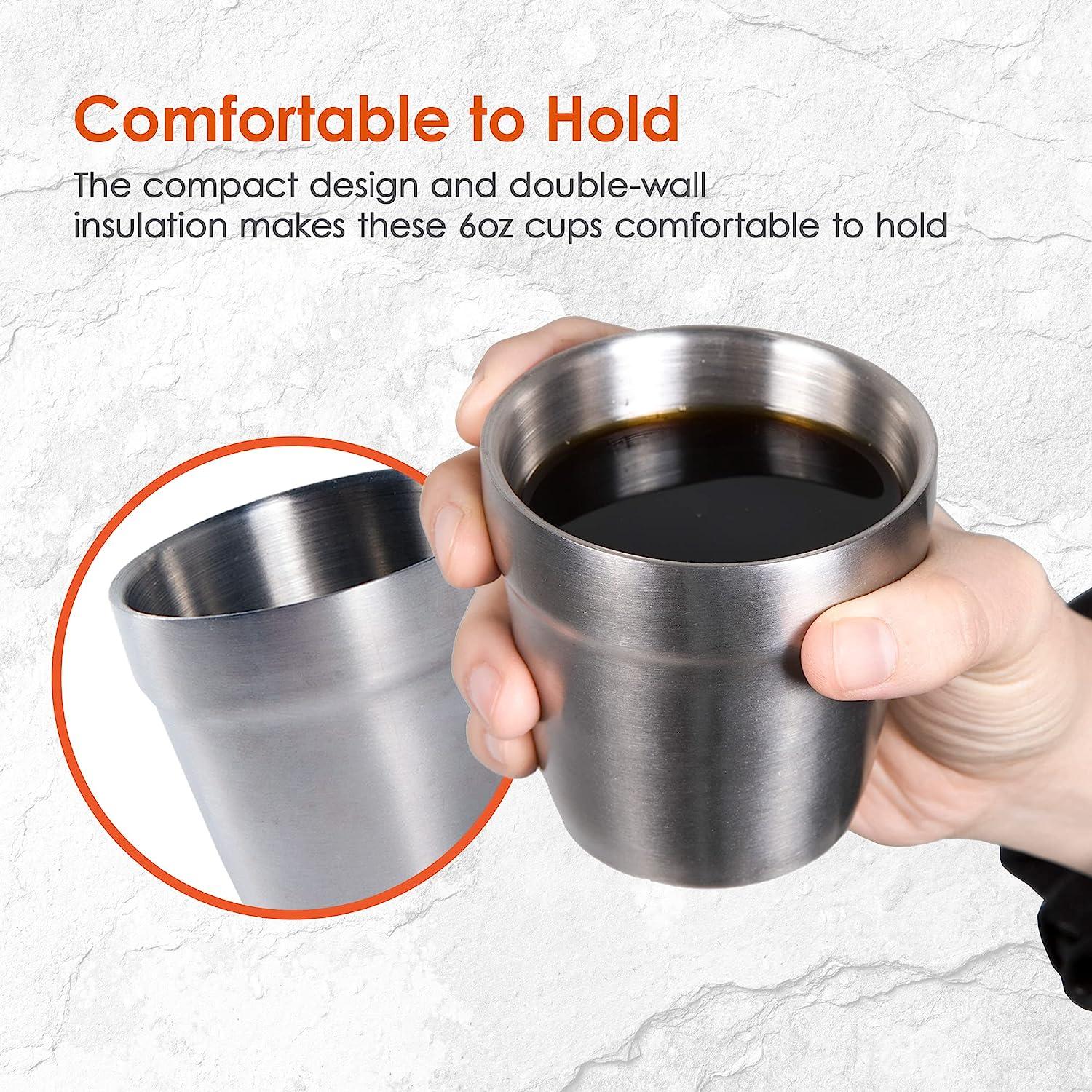 nCamp Stainless Steel Camping Coffee Cup Set - 6 oz, Insulated, Stackable -  4-Piece Set | Buy Now with Express International Delivery | GoSupps.com