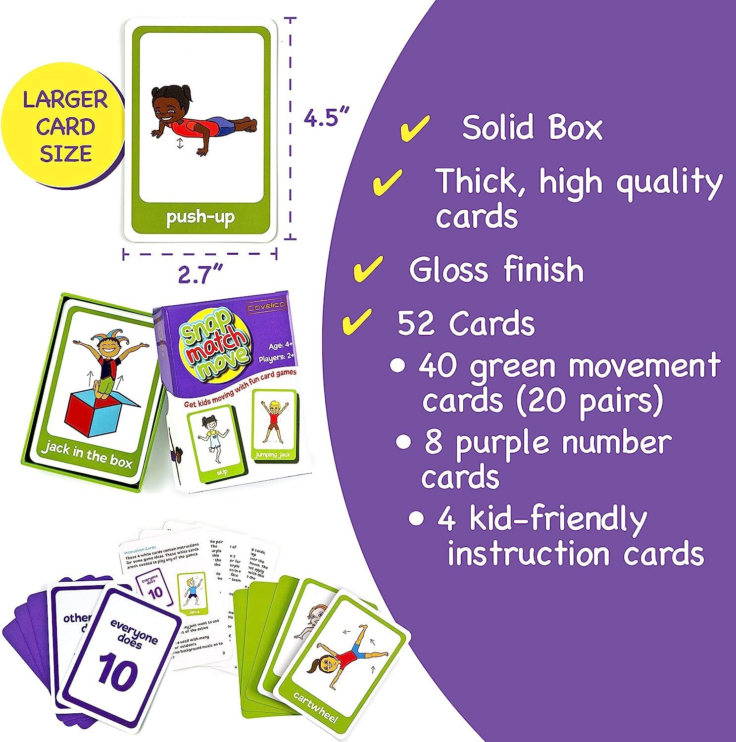 Covelico Exercise Card Games for Kids - Fun Kids Exercise Equipment and  Kids Workout Equipment, Play Snap, Memory, Matching and Go Fish Card Games