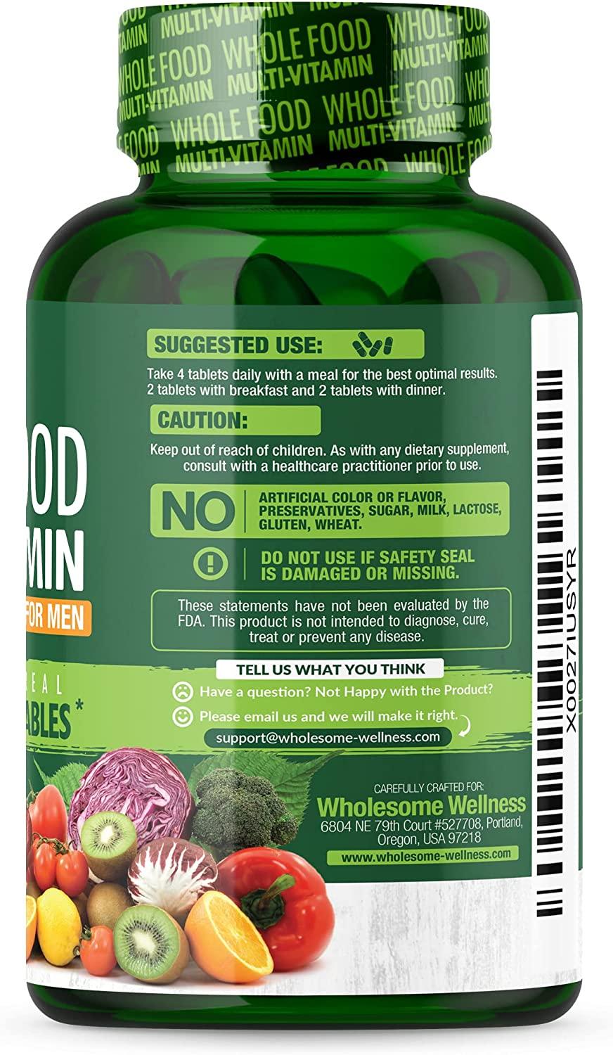 Wholesome Whole Food Multivitamin for Men 120 Tablets