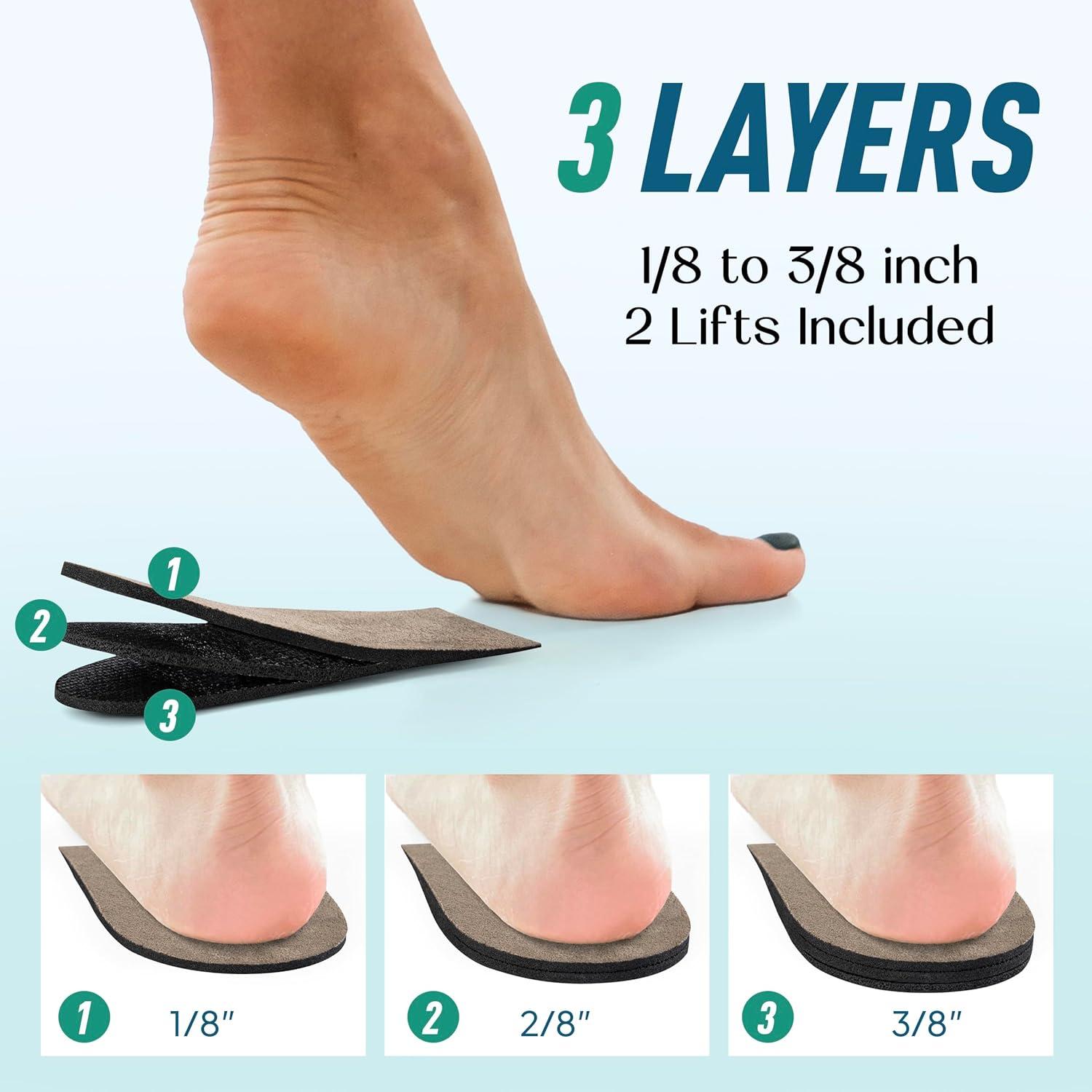Achilles Tendonitis Heel Lift Wedge Gel Silicone Heel PadsCups,2