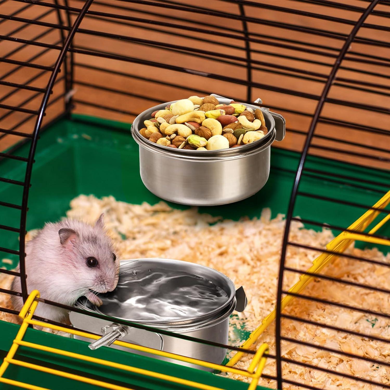 Bird Feeder For Cage Okllen 4 Pack Bird Feeding Dish Cups, Detachable Stainless Steel Bird Food Bowls With Clamp Hanging Pet Bowl For Chinchilla Parrot Cockatiel Conure Budgies Parakeet Small Animal Bird
