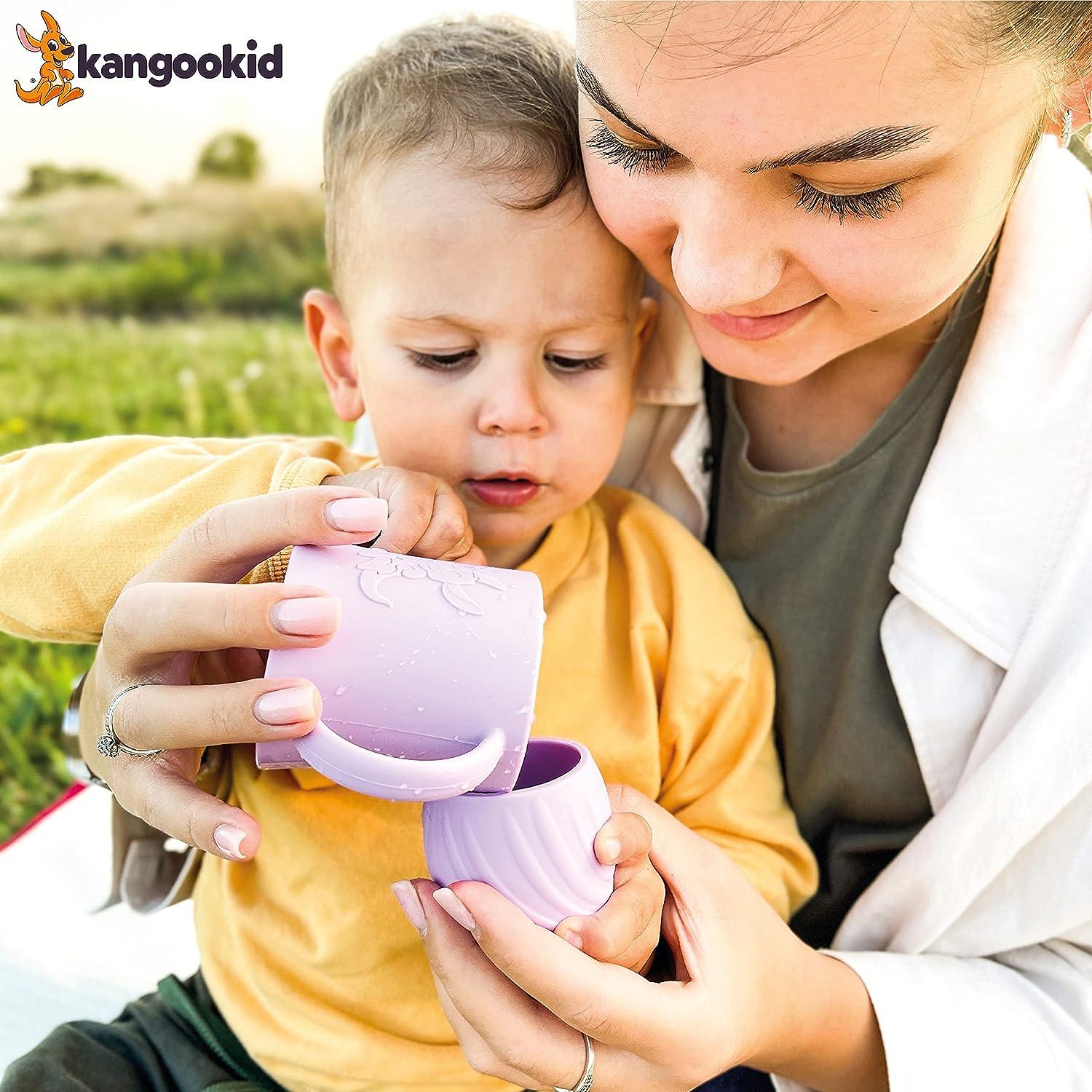 Kangookid Open Cup Set for Baby 2 Handled Open Tiny Cups for Toddlers