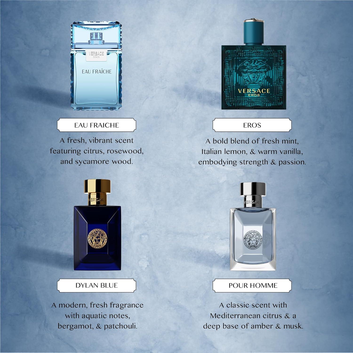 Versace Cologne for Men Set of Mini Eros Pour Homme Dylan Blue