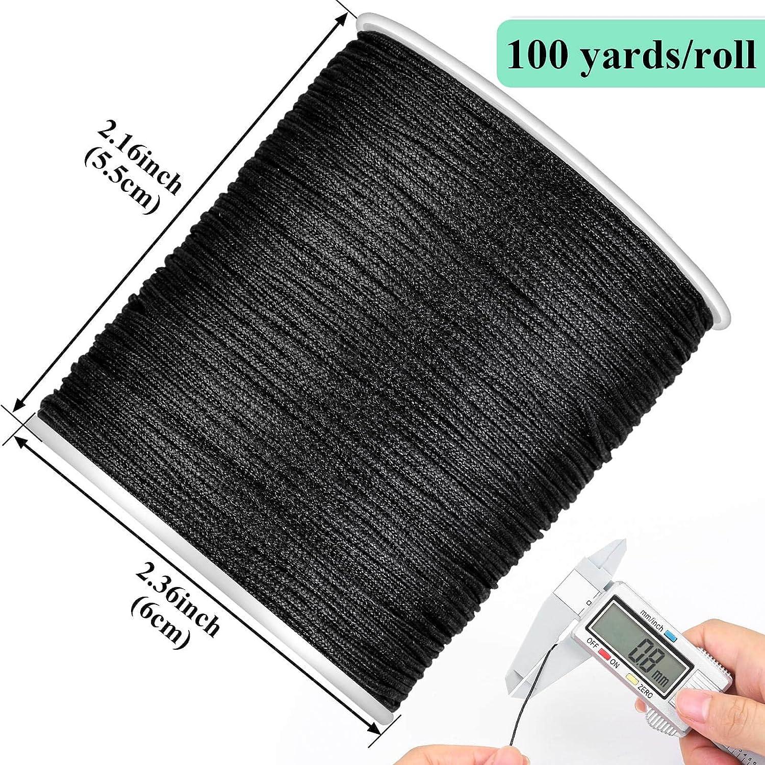 0.4mm Black Nylon String with Case for Bracelets,163 Yards Thin Braided Nylon Satin Cord for Jewelry Making, Beading,Chinese Knotting, Kumihimo, Macramé