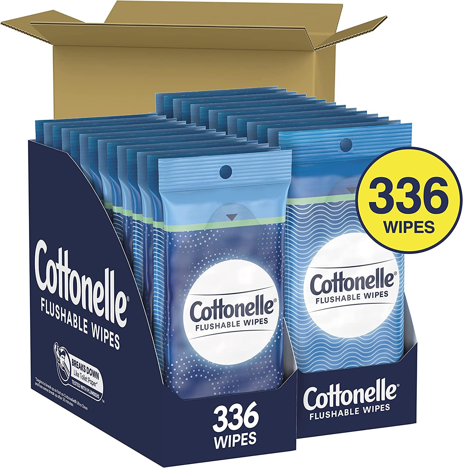 Cottonelle Fresh Care Lingettes humides jetables pour adultes, 8 paquets de 42 lingettes par paquet (336 lingettes jetables au total