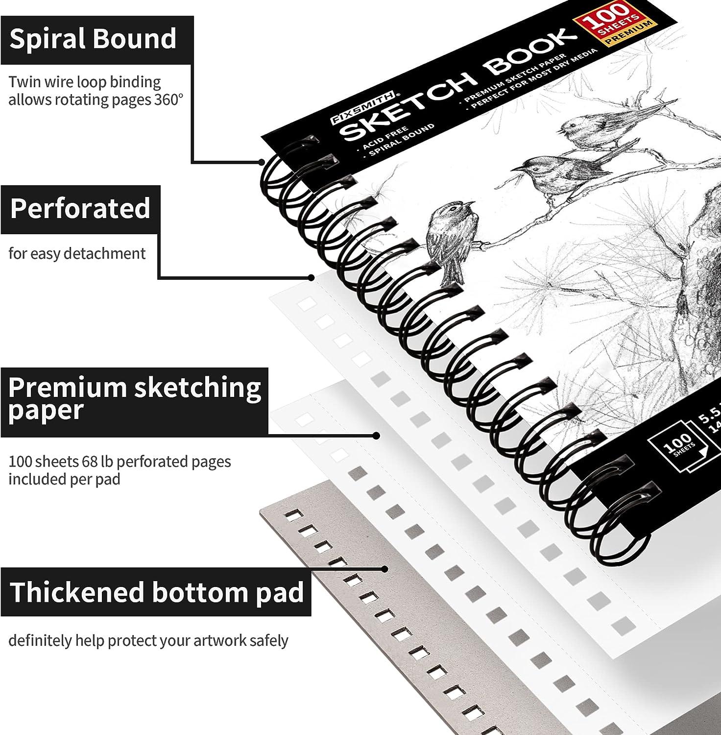 5.5 x 8.5 Sketchbook Set, Top Spiral Bound Sketch Pad, 2 Packs 100-Sheets  Each (68lb/100gsm), Acid Free Art Sketch Book Artistic Drawing Painting