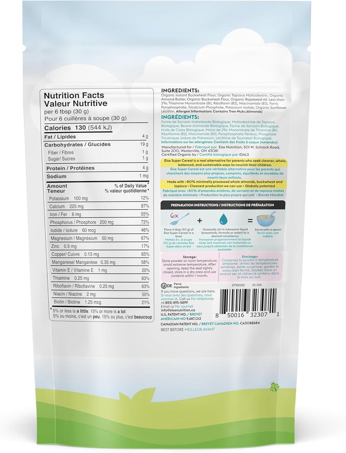 Else Baby Cereal Stage Almond Buckwheat Cereal Plant Based