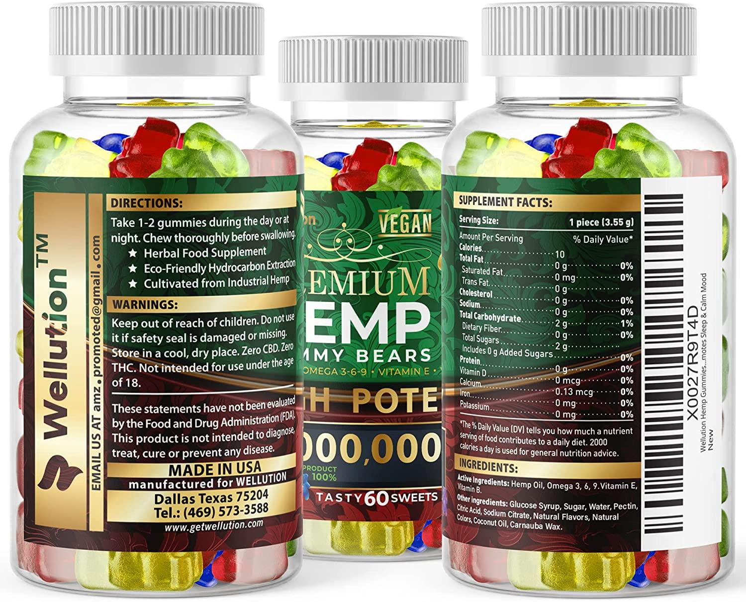 Wellution Hemp Gummies 2000000 XXL High Potency Fruity Hemp Oil Gummy