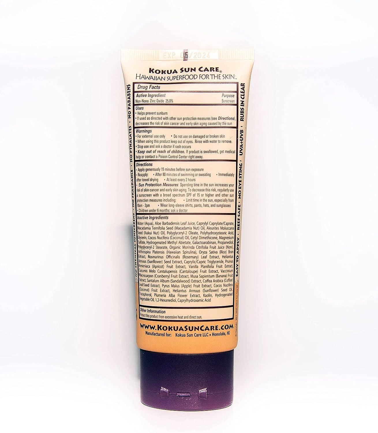 Kokua Sun Care SPF 50/80 Lotion Hawaiian Reef Safe Non Nano Zinc Oxide