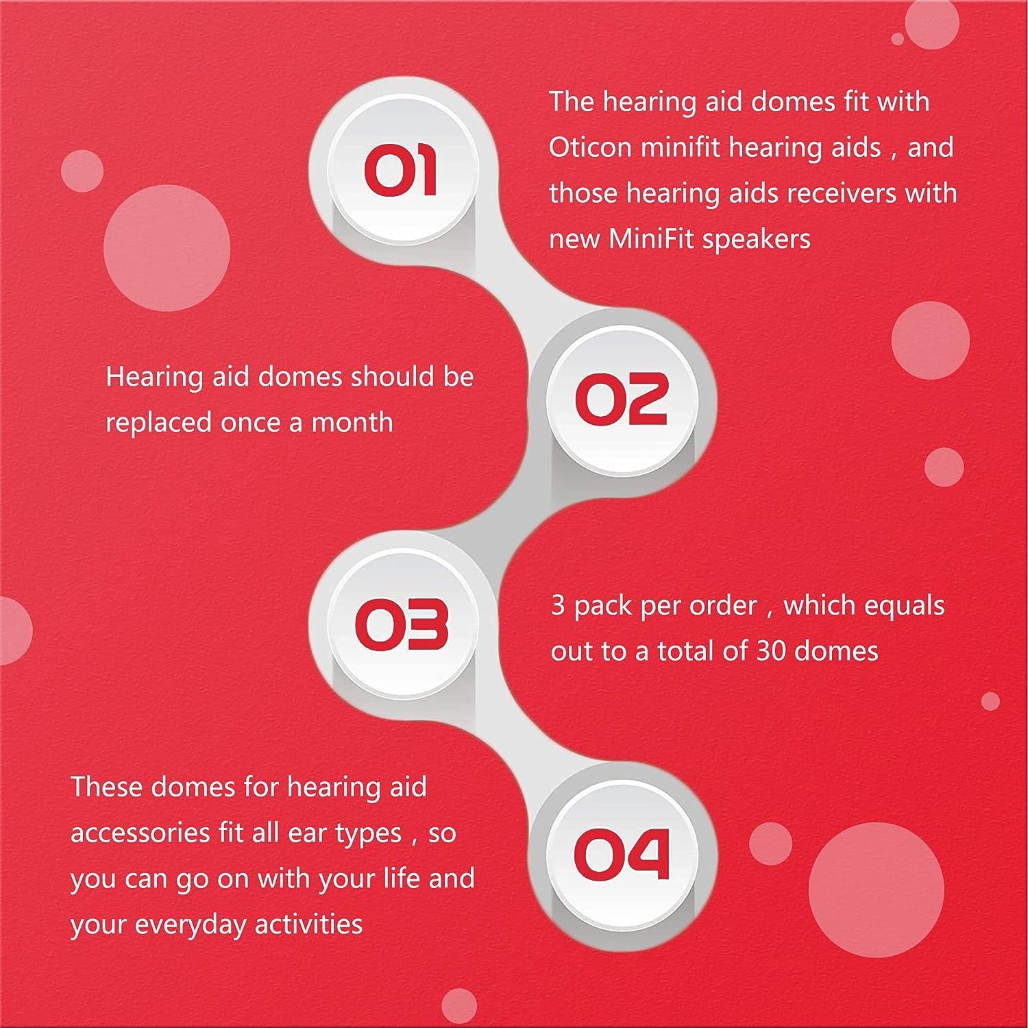 Hearing Aid Domes for Oticon Minifit Single Vent Bass Domes 8 mm(30