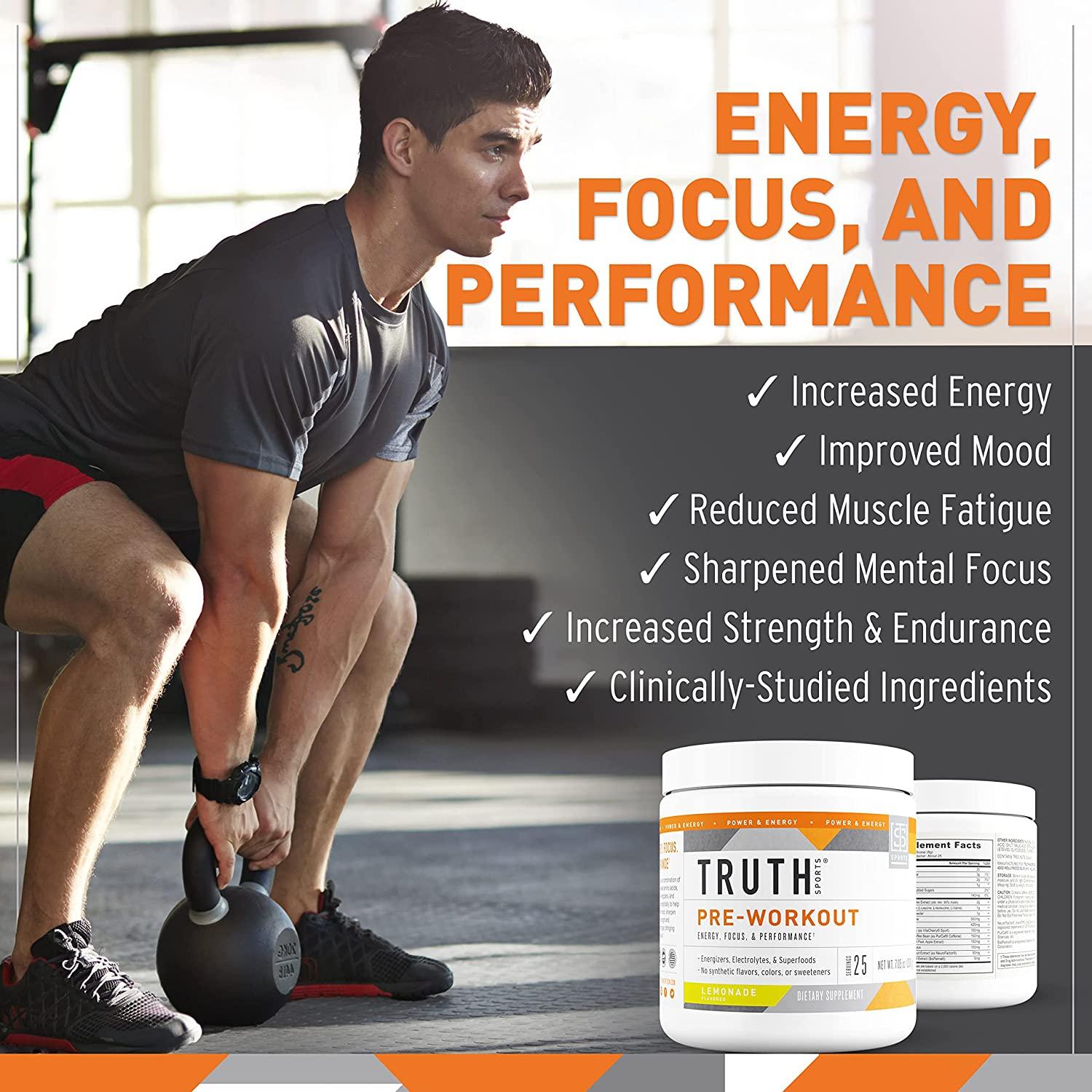 Truth Nutrition Natural Pre Workout Powder Clean Pre Workout for Men