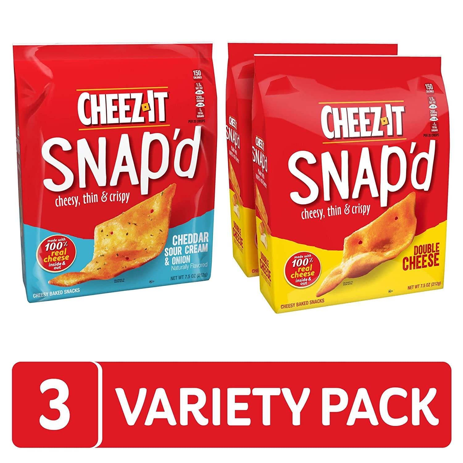 CheezIt Snap'd Cheese Cracker Chips, Thin Crisps, Bulk Lunch Snacks