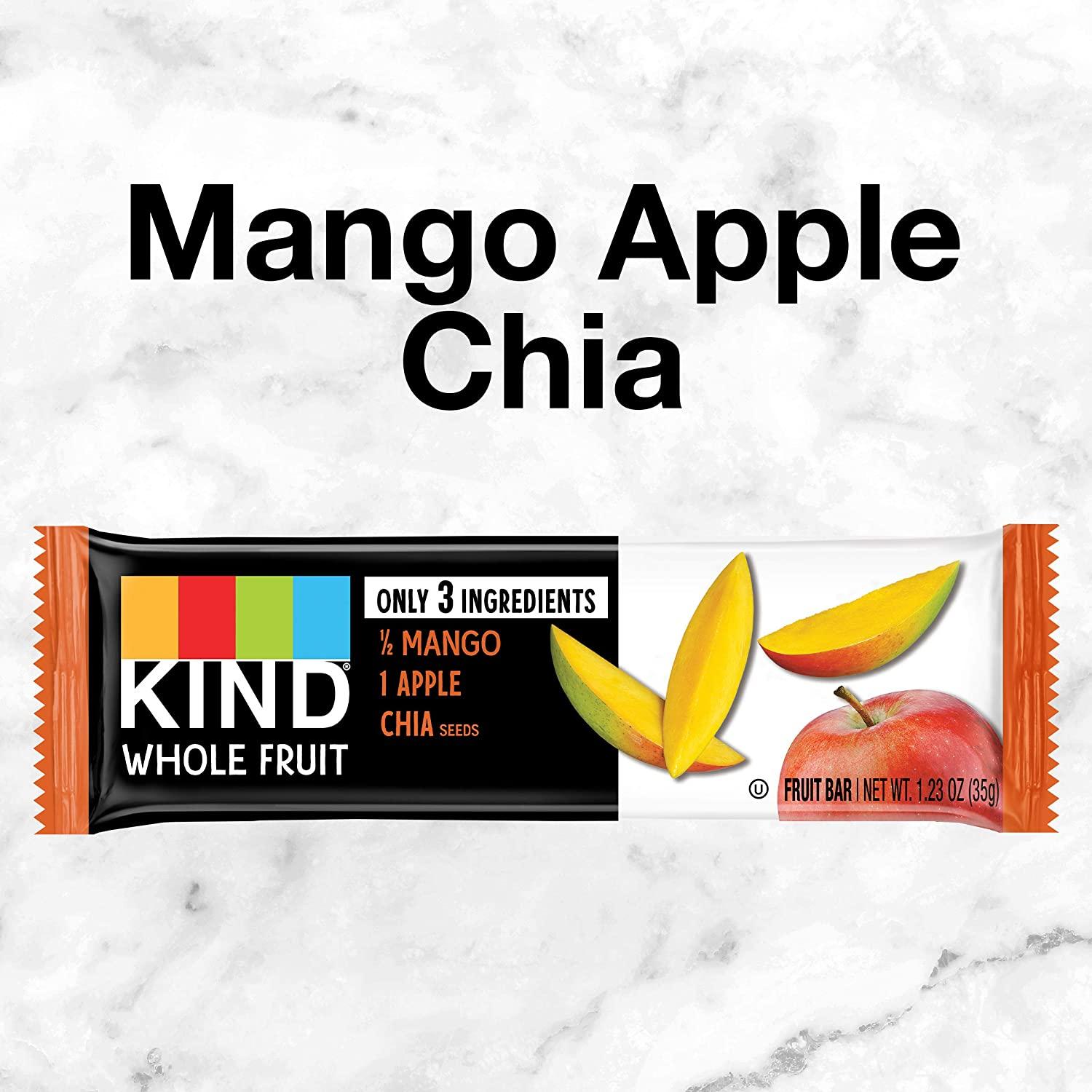KIND Whole Fruit Bars Gluten Free No Sugar Added 1.2oz Mango Apple Chia
