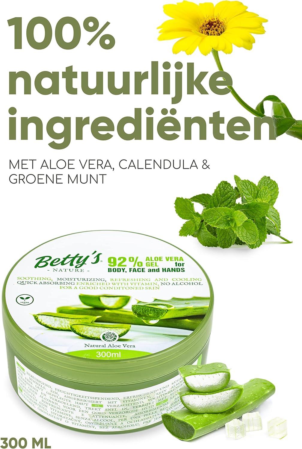 Bettys Nature 92% Aloe Vera Gel for Body - Paraben- - Face and Hands - for  Cooling Nourishes and Protects 300 ml | Buy Now with Express International  Delivery | GoSupps.com