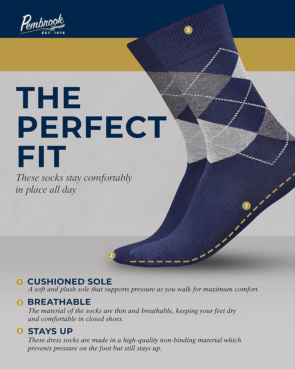 Pembrook Men's Diabetic Dress Socks - 4 Pairs, Odor-Free & Stylish for Work  and Casual Wear, Large Navy Designs | Buy Now with Express International  Delivery | GoSupps.com