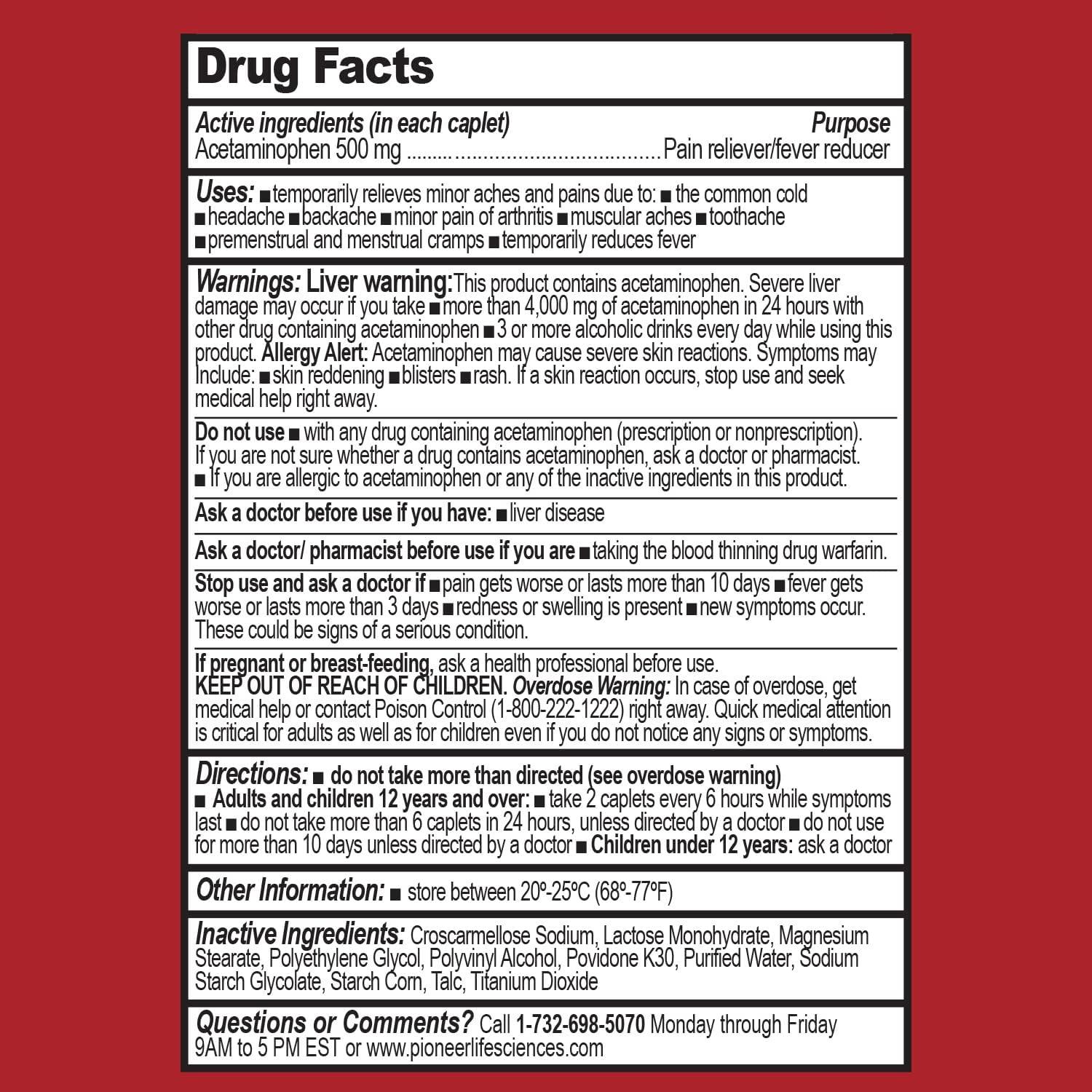 GenCare Extra Strength Pain Relief Acetaminophen 500mg (300 Caplets