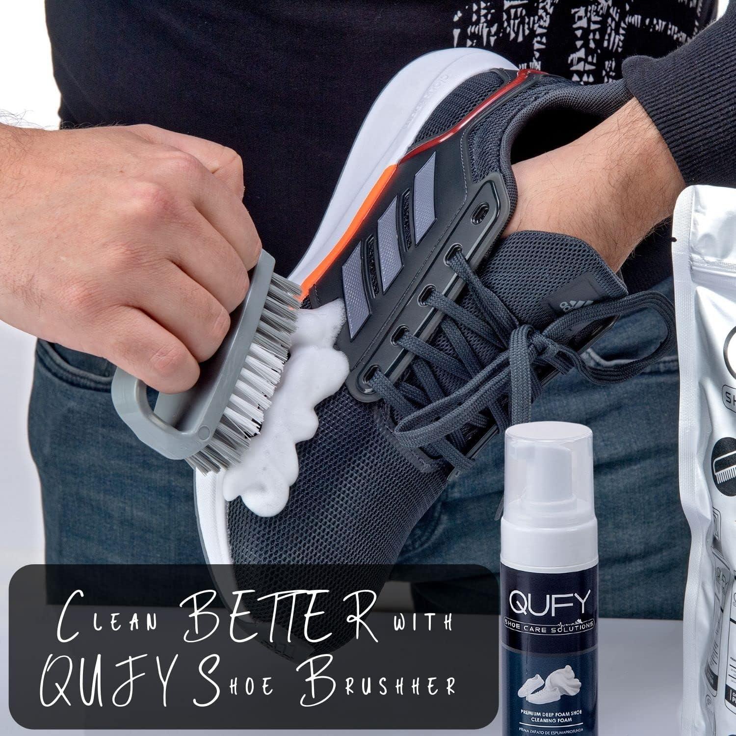 QUFY Shoe Cleaner Sneakers Kit Foam Shoe Cleaner Microfiber Shoe Cloth and  Shoe Brush 3 in 1 Pack