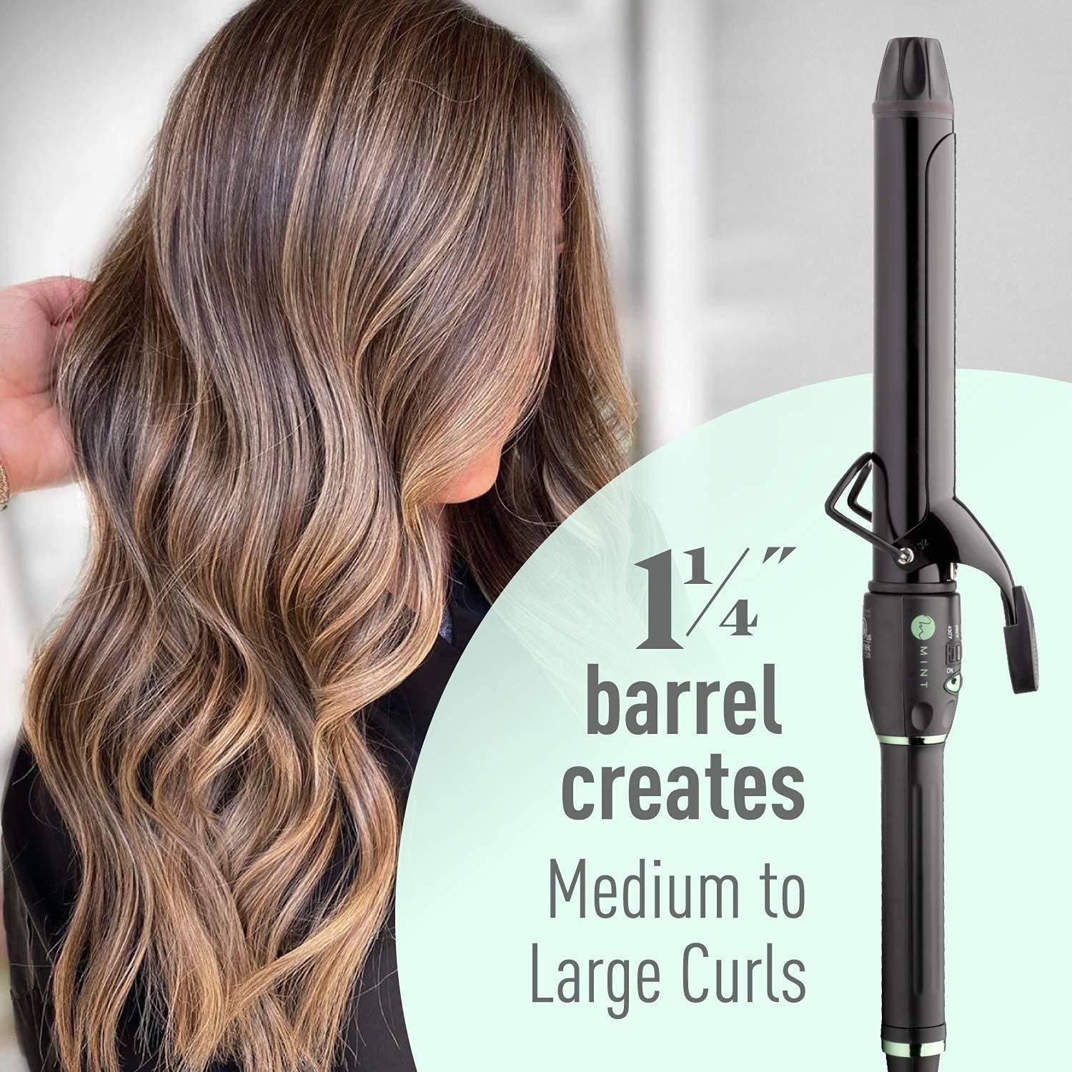 Professional Series Curling Iron 1 1/4 inch by MINT | Extra-Long 2-Heater  Ceramic Barrel That Stays Hot. Hair Curler / Curl Maker for Medium to Large  Curls. Travel-Ready Dual Voltage.  Inch (Pack of 1)