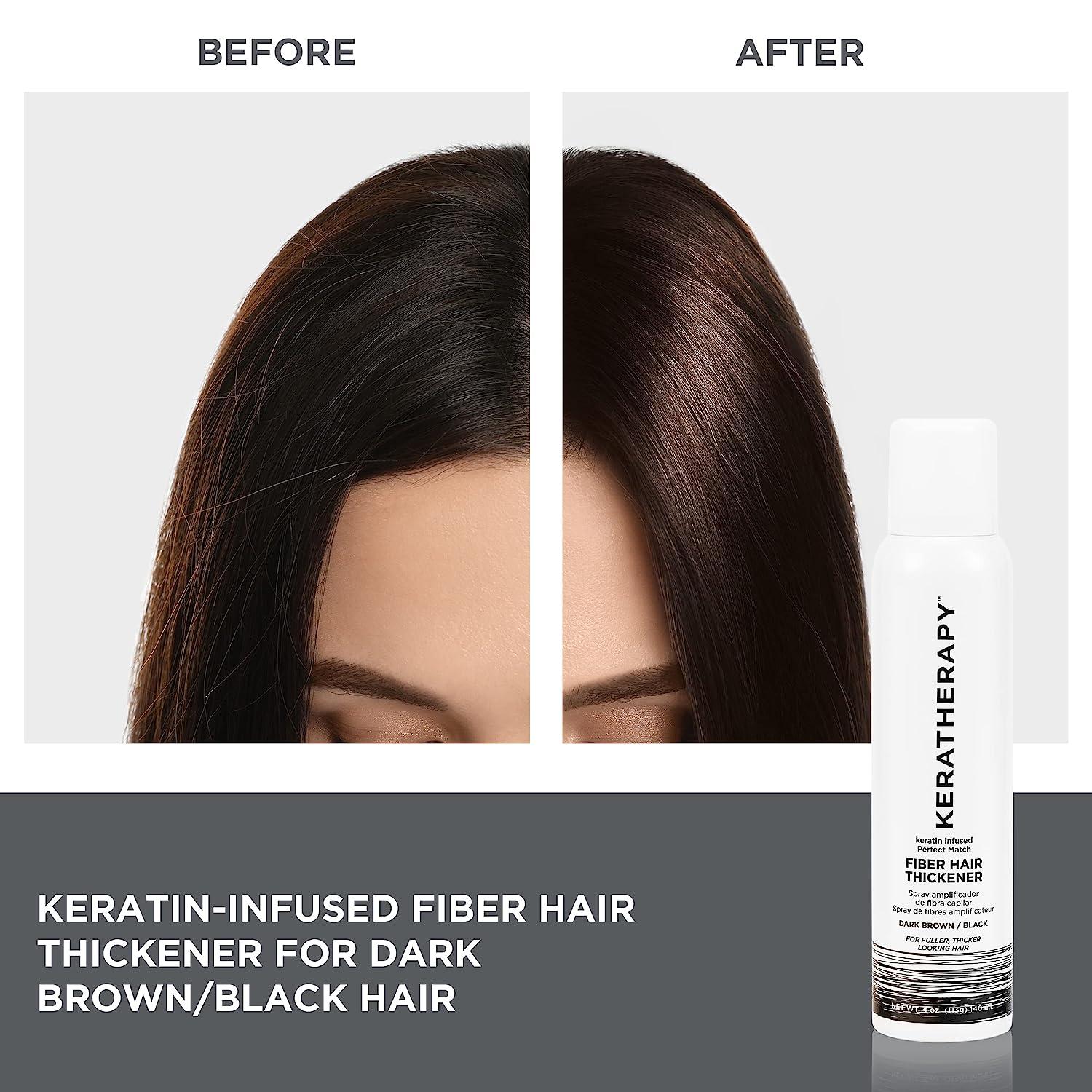 Keratherapy Keratin Infused Perfect Match Fiber Hair Thickener Spray Dark Brown to Black 4 fl