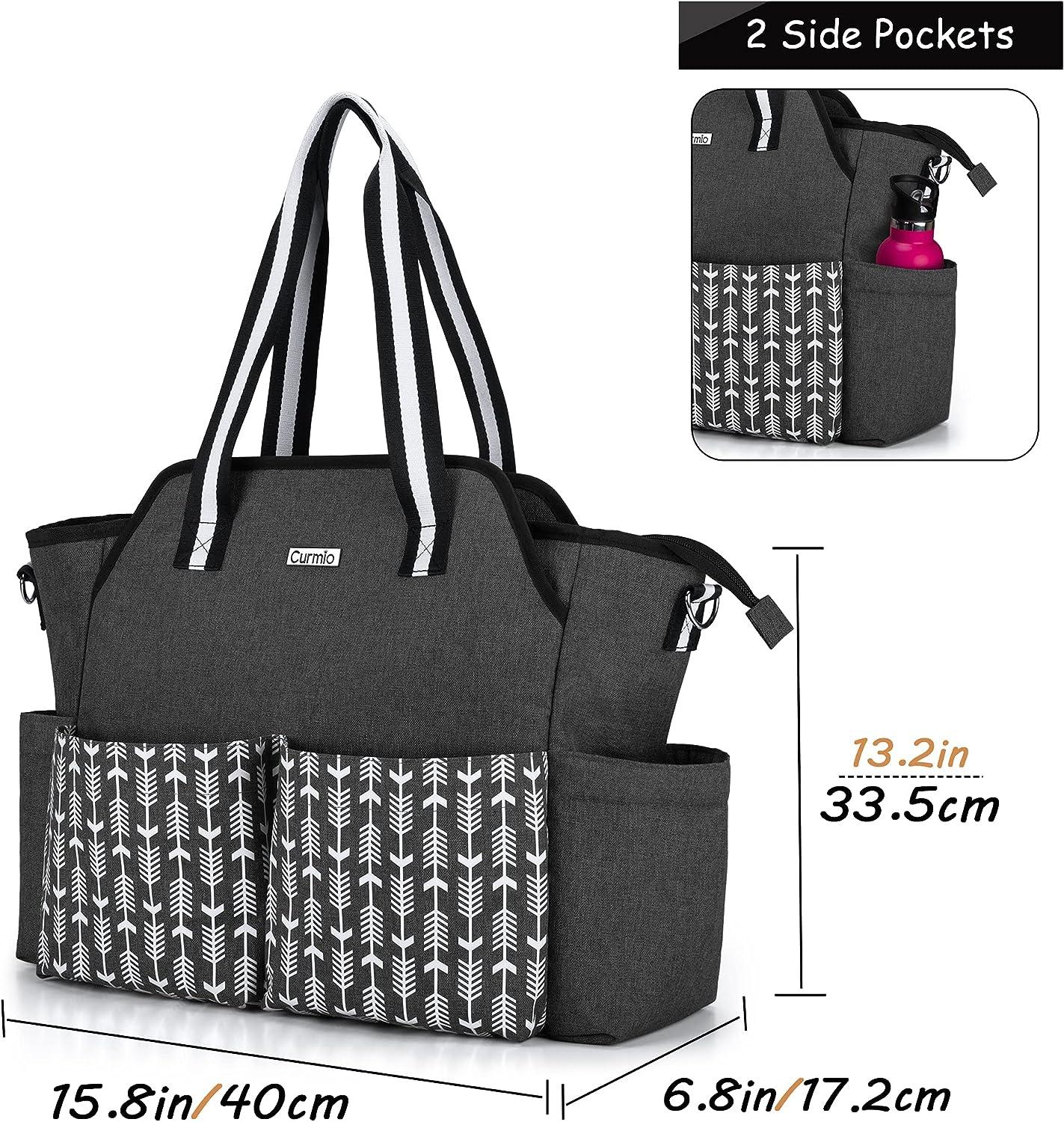 CURMIO Rolling Teacher Tote Bag with Padded Laptop Compartment for