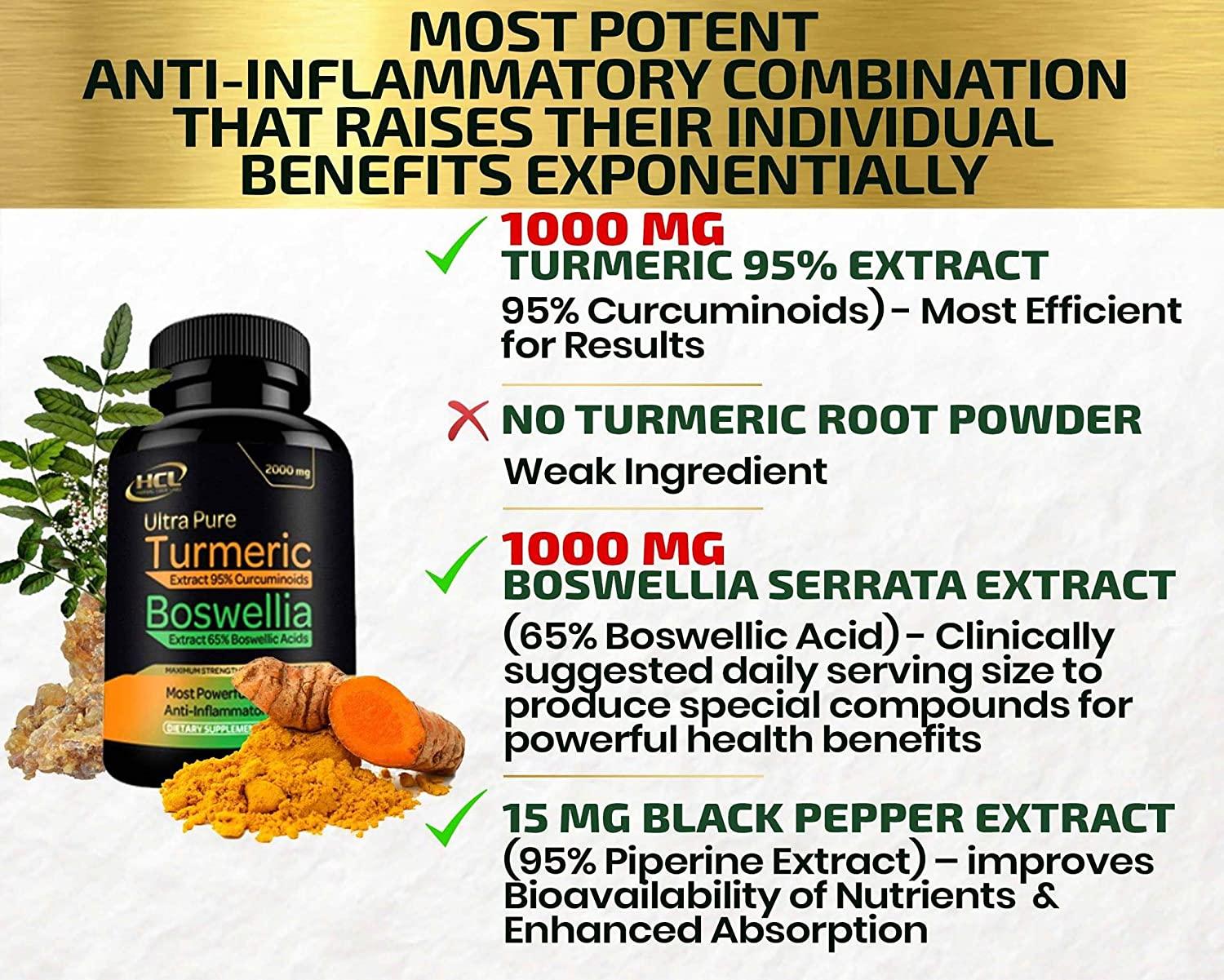 Turmeric Boswellia Extract Supplement 2000mg Natural Joint Support