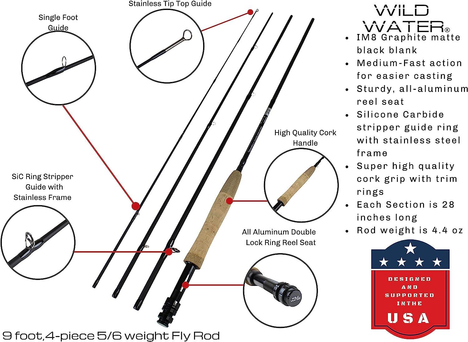 Wild Water AX Series Fly Rod - IM8 Graphite Multiple Weights & Lengths For Fly Fishing