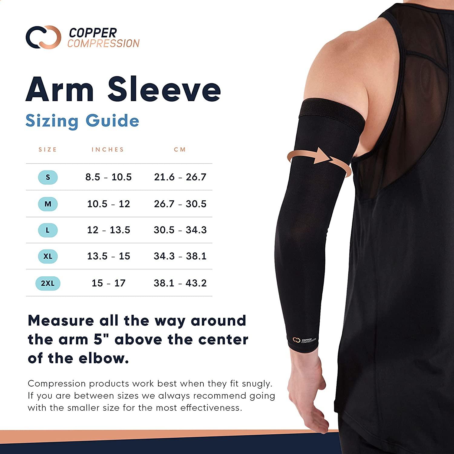 Copper Compression Arm Brace - Copper Infused Sleeve for Arms, Forearm,  Bicep. Tennis Elbow, Basketball, Golf, Arthritis, Tendonitis, Bursitis,  Osteoporosis, Rehab, Post Surgery, Physical Therapy. (L) Large (Pack of 1)