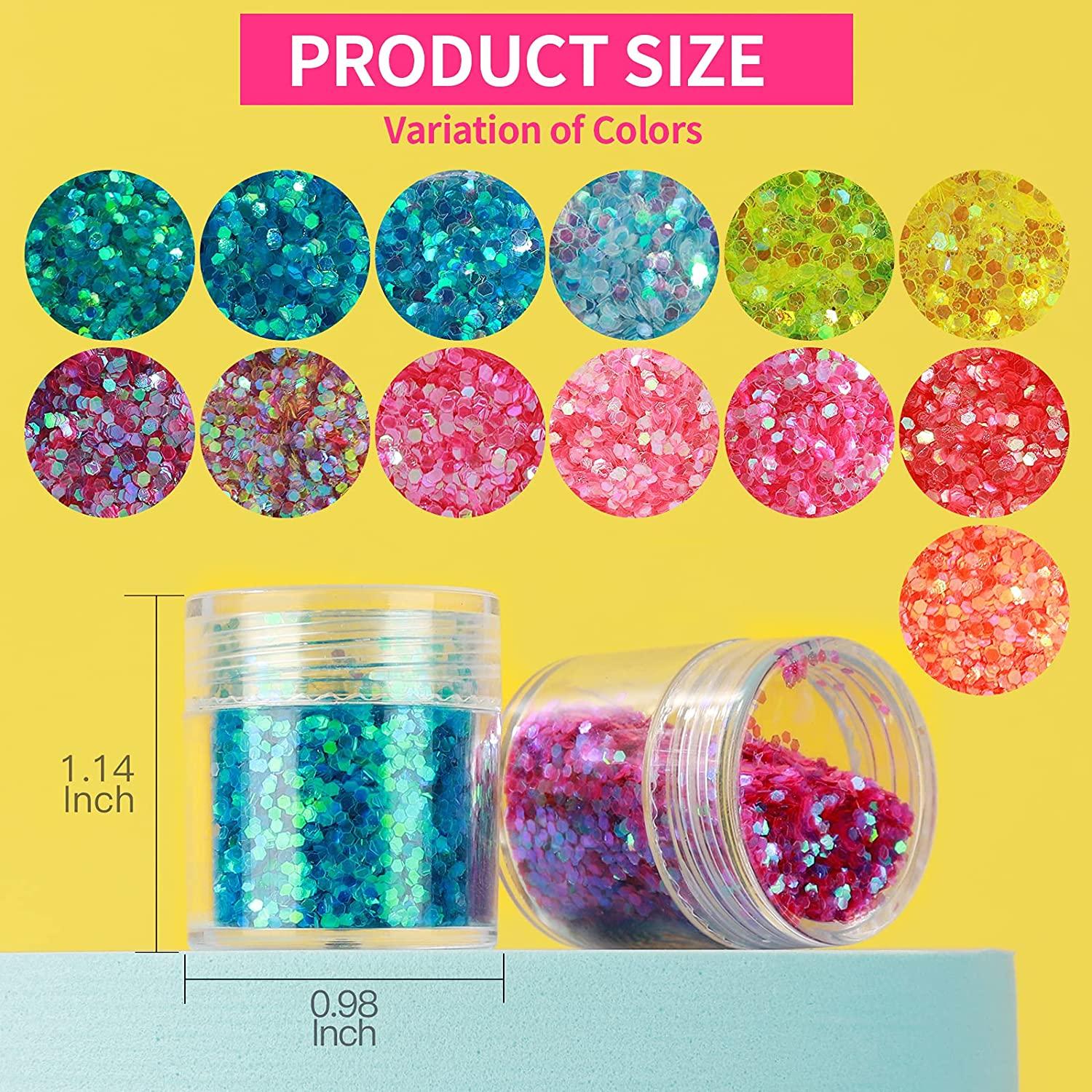 Chunky Glitter, YGDZ 13 Colors Holographic Iridescent Rainbow Sequins Nail  Body Glitter Face Hair Eye Makeup Cosmetic Festival Glitter