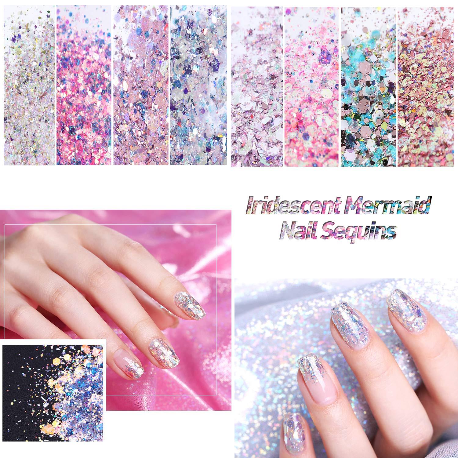 Holographic Nail Glitter Flakes Nails Supply Mermaid Powder Nail Art  Decorations Shiny 3D Nail Sequins DIY Manicure Charms Design Acrylic Nails  Powder