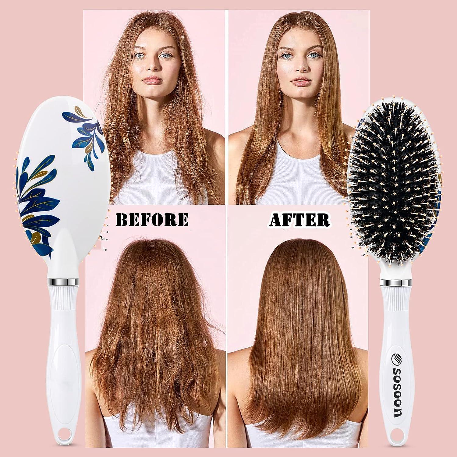 Hair Brush Boar Bristle Hair Brushes for Women Kids Thick Curly