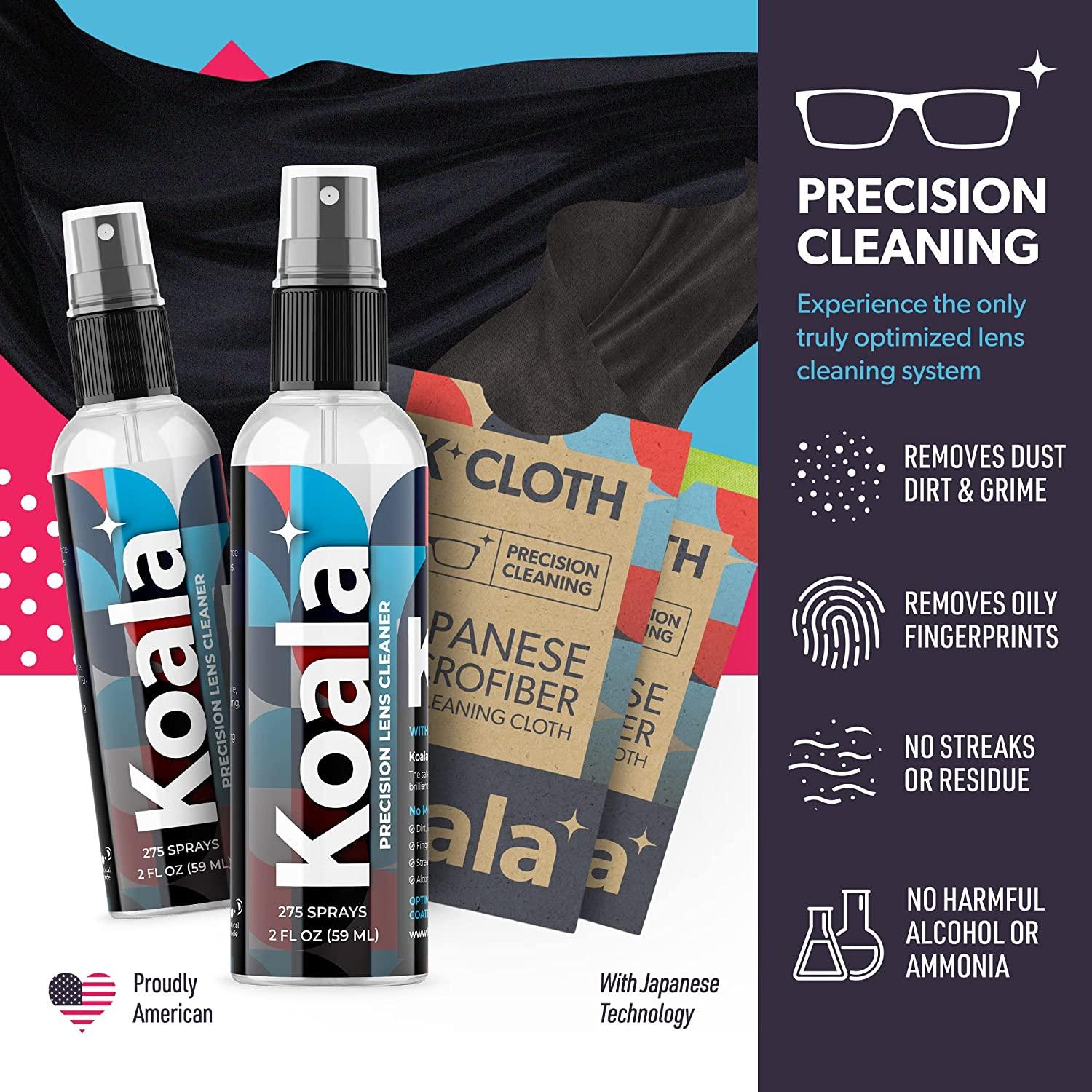 Koala Eyeglass Lens Cleaner Spray Kit American Made 2 Ounces + 1