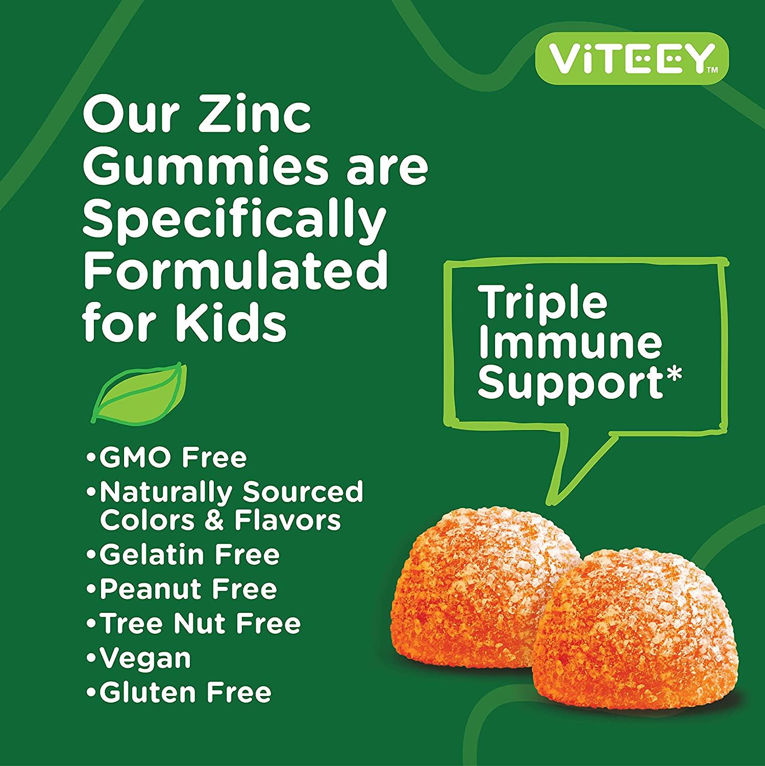 120 Count Zinc 10MG Gummies with Vitamin C & Echinacea Formulated for Kids 3 in 1 Healthy Immune
