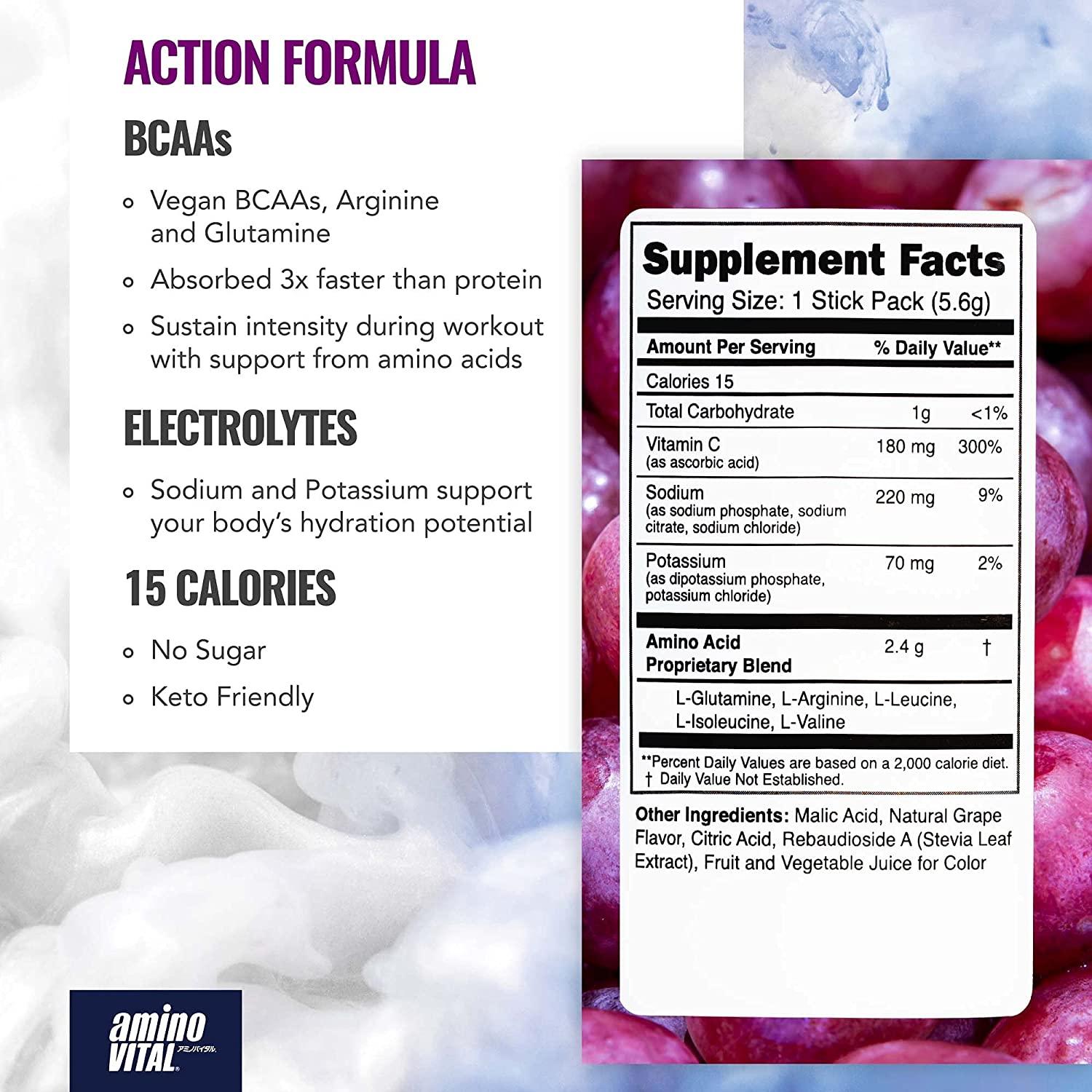 Amino VITAL Action BCAA Amino Acids Pre Workout Packets with