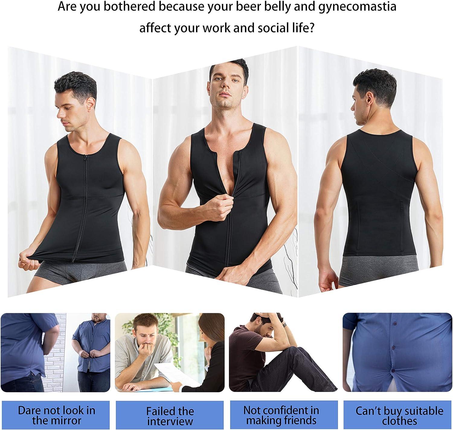 Men Powerful Compression Vest Flat Chest Shaper for Gynecomastia