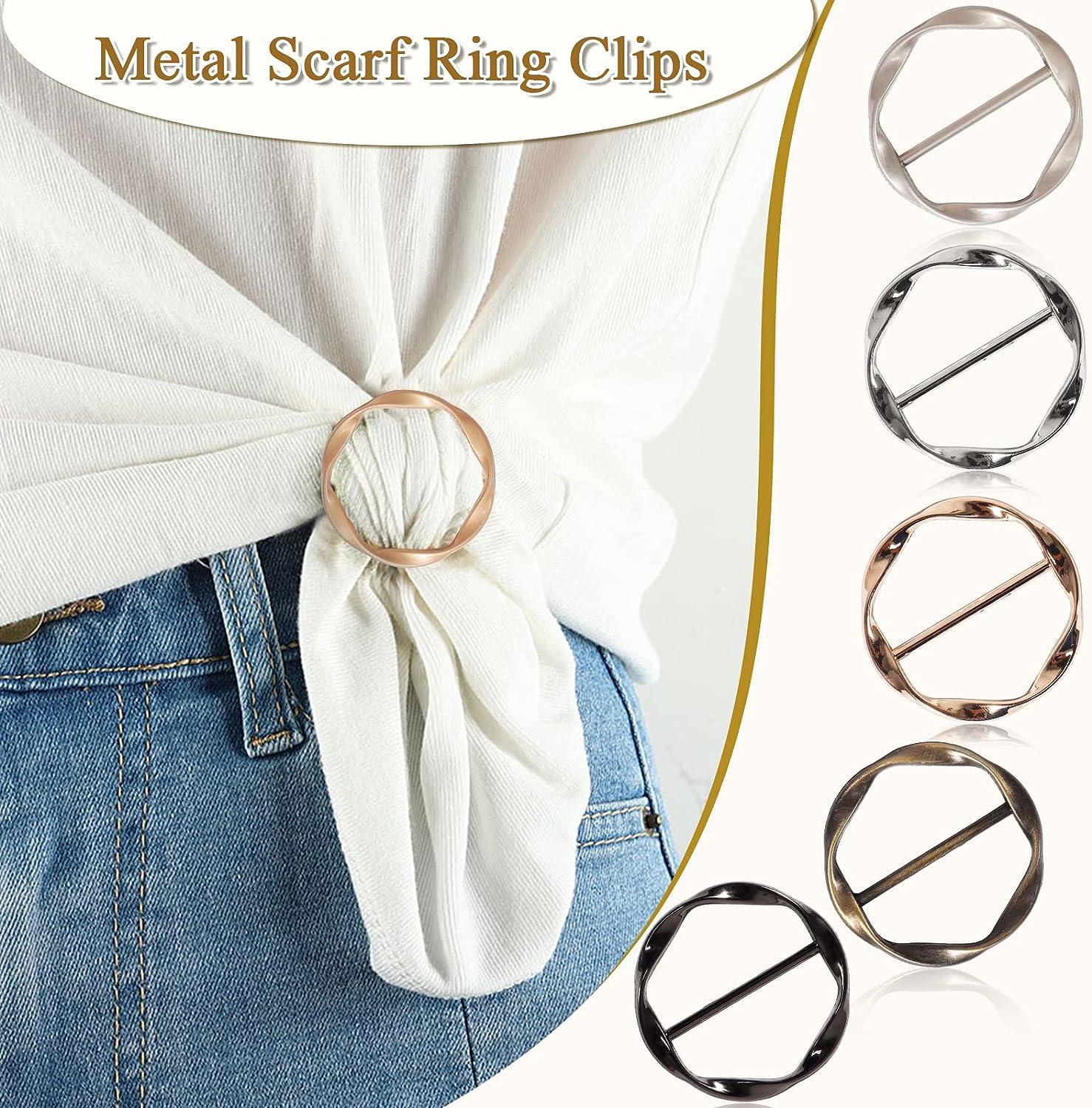 Alloy T-Shirt Clips Pearl scarf pins and clips 7 PCS ties rings scarf