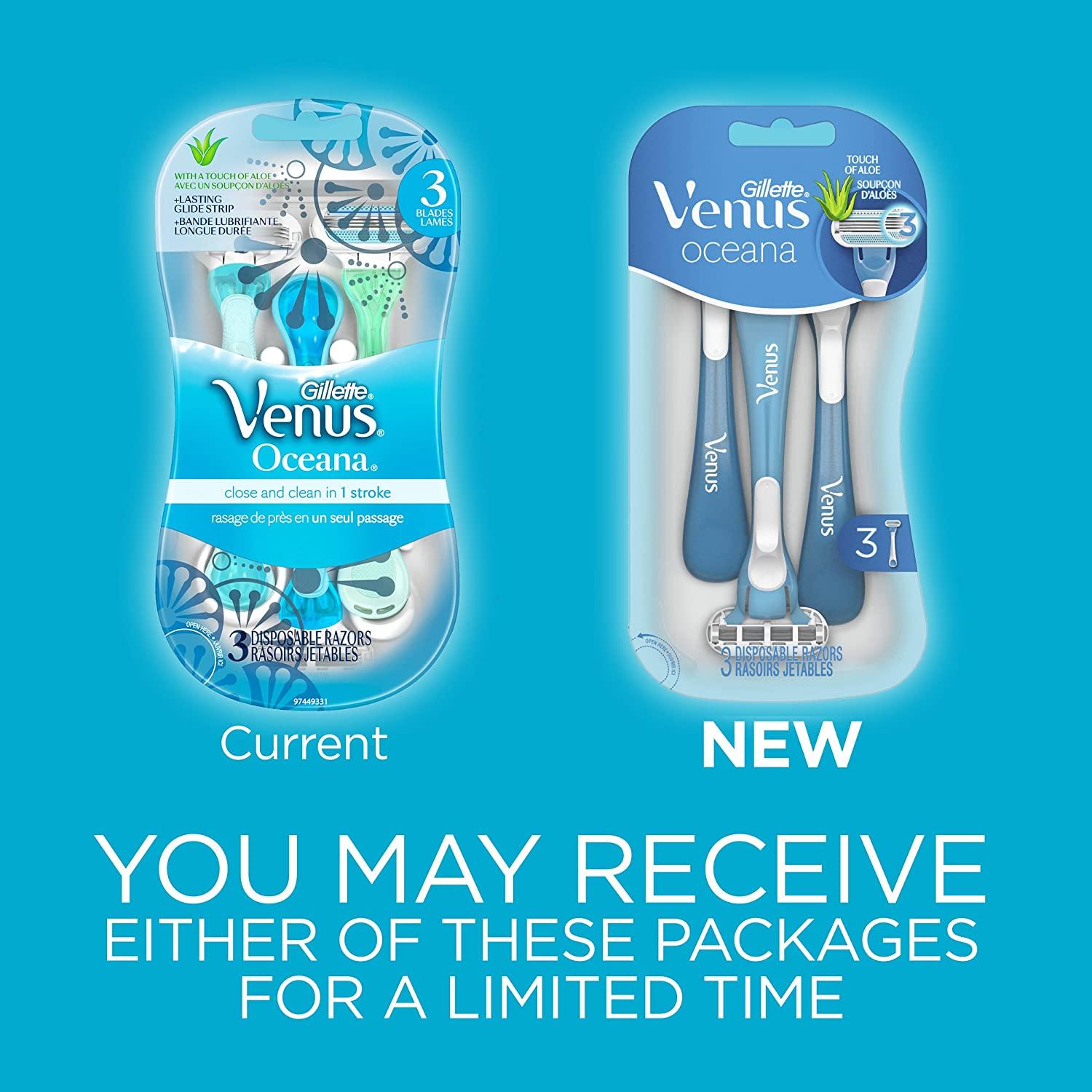 Gillette Venus Oceana Women's Disposable Razor, 3 Razors(Pack of 1)