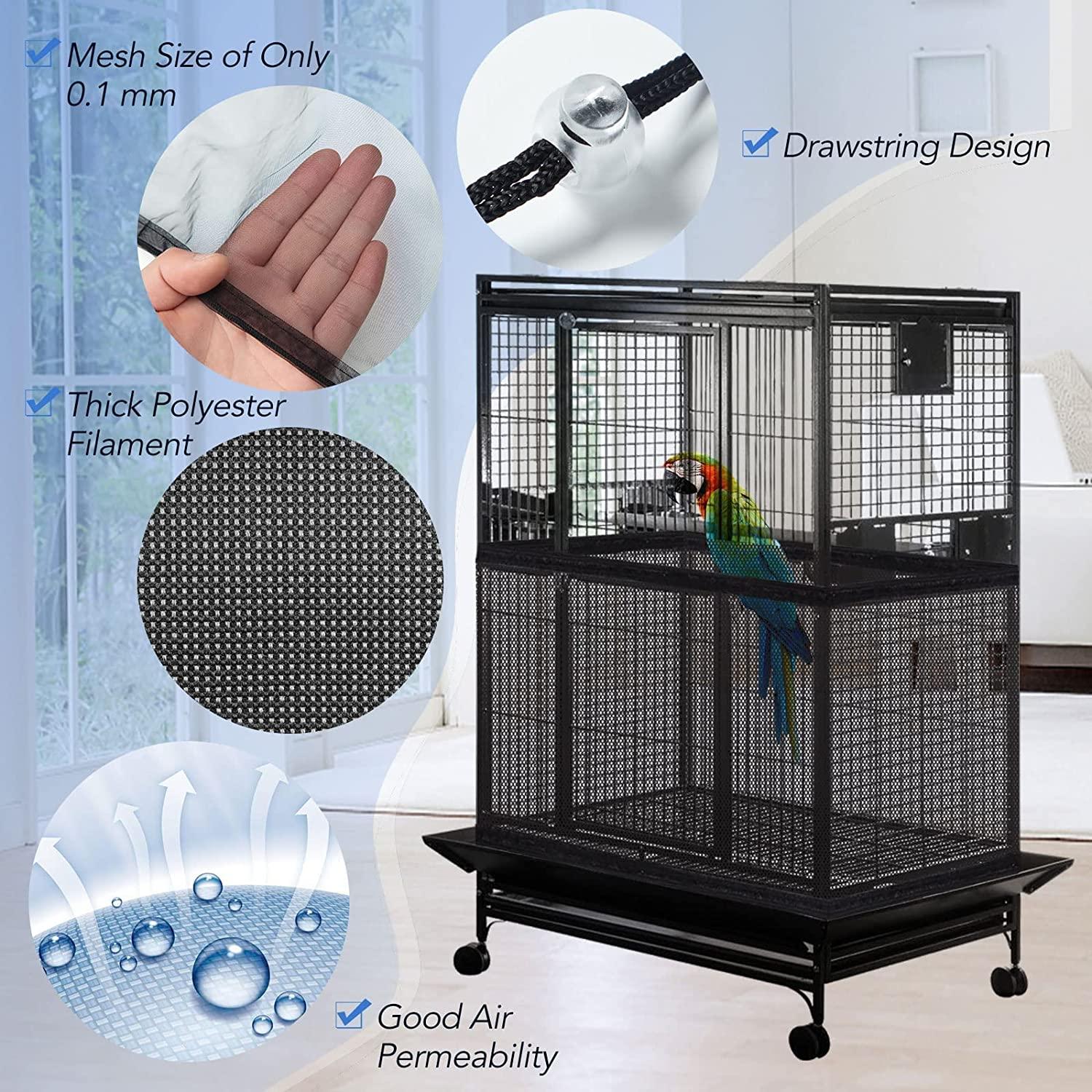 Bird Cage Netting Seed Catcher Adjustable Bird Cage Skirt Seed