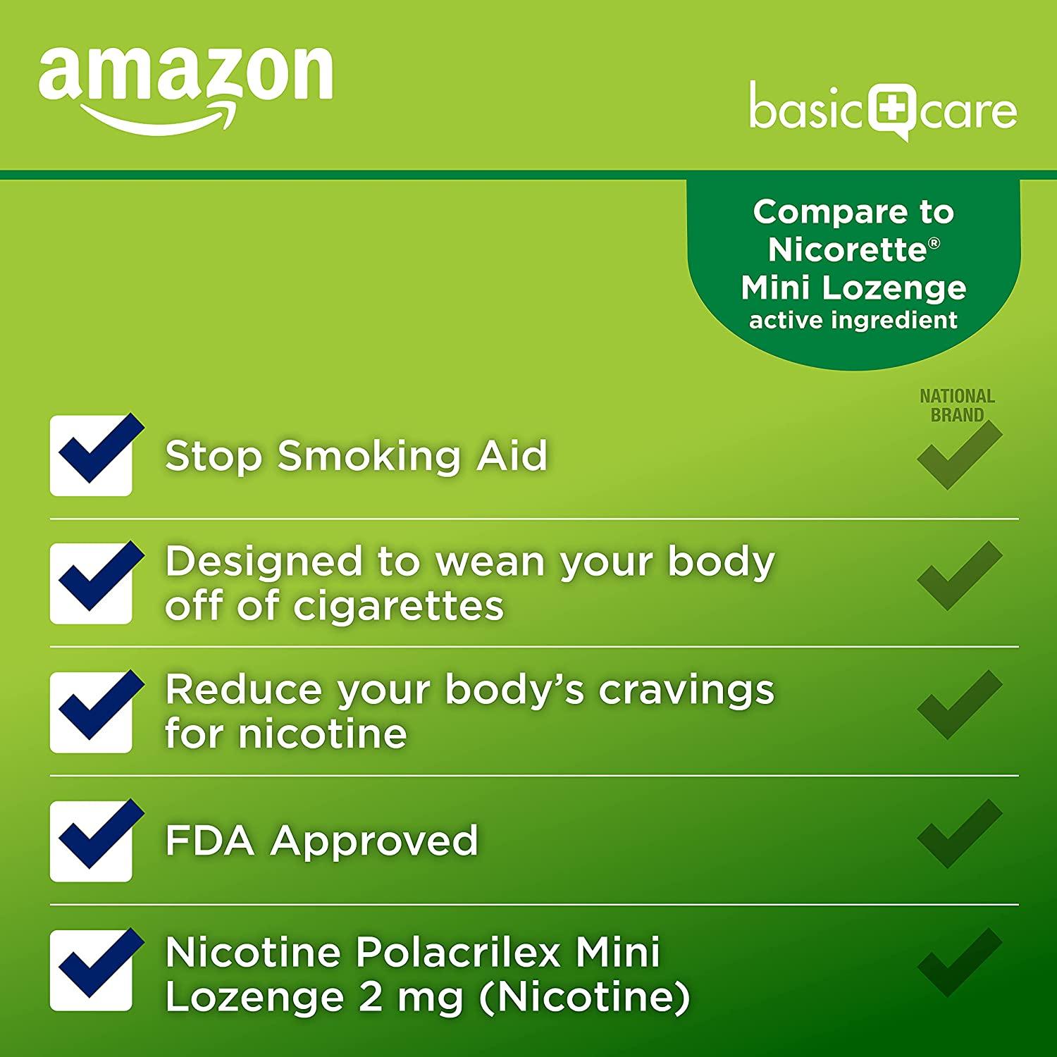 Amazon Basic Care Mini Nicotine Polacrilex Lozenge 2mg Mint 135 Count